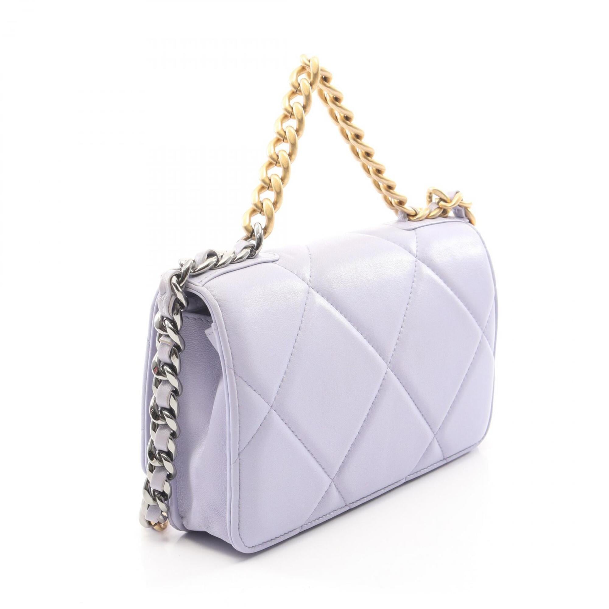 Chanel Purple Leather Handbag Shoulder Bag (Pre-Owned)