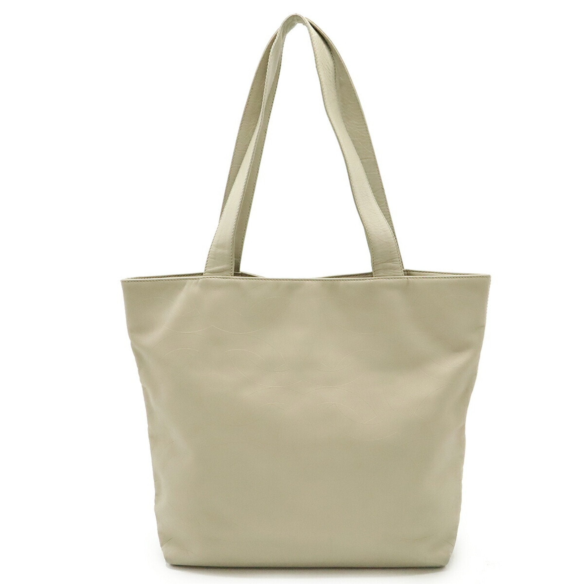 Chanel Beige Leather Shoulder Bag Tote Bag (Pre-Owned)
