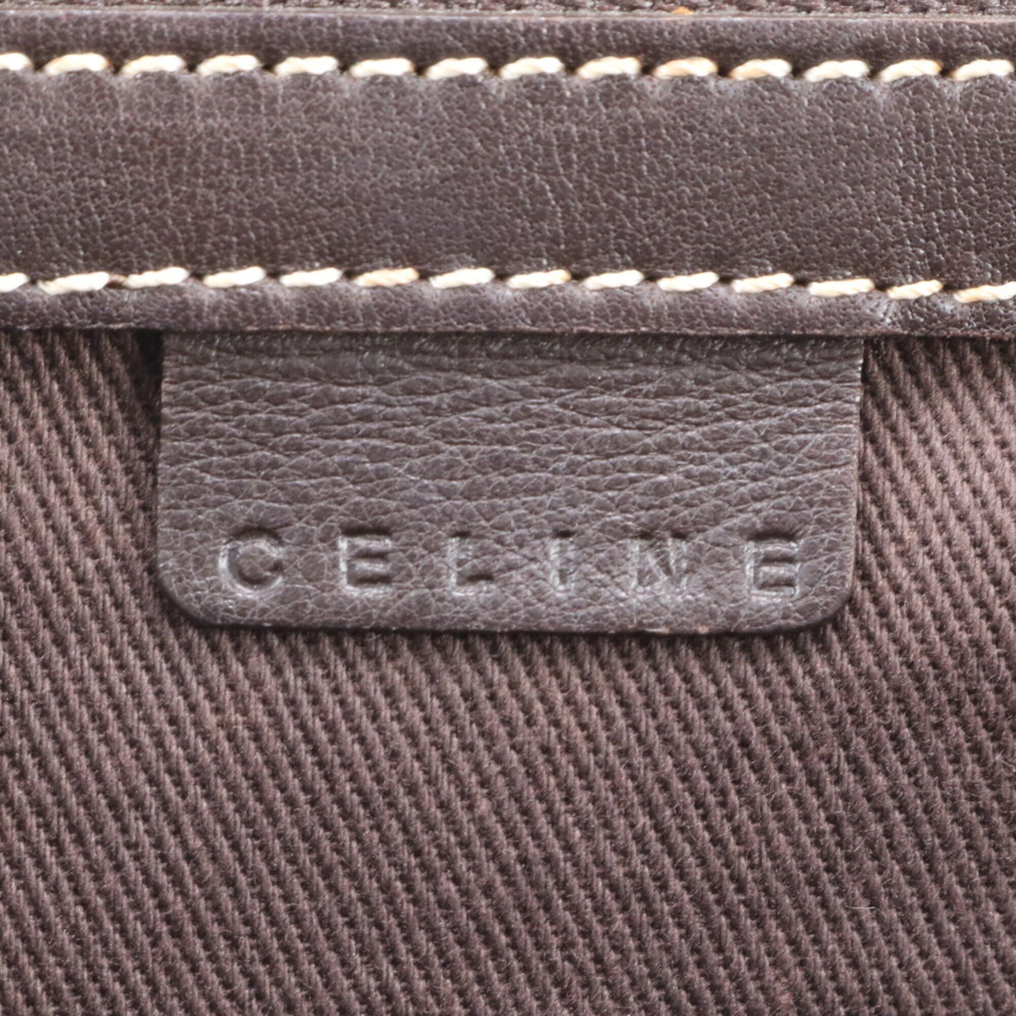 Celine Macadam Beige Brown Leather Handbag Tote Bag (Pre-Owned)