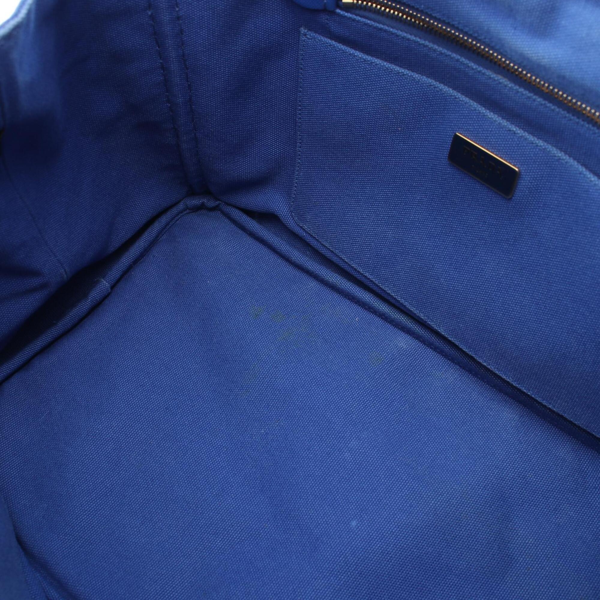 Prada Blue Canvas Handbag Tote Bag (Pre-Owned)