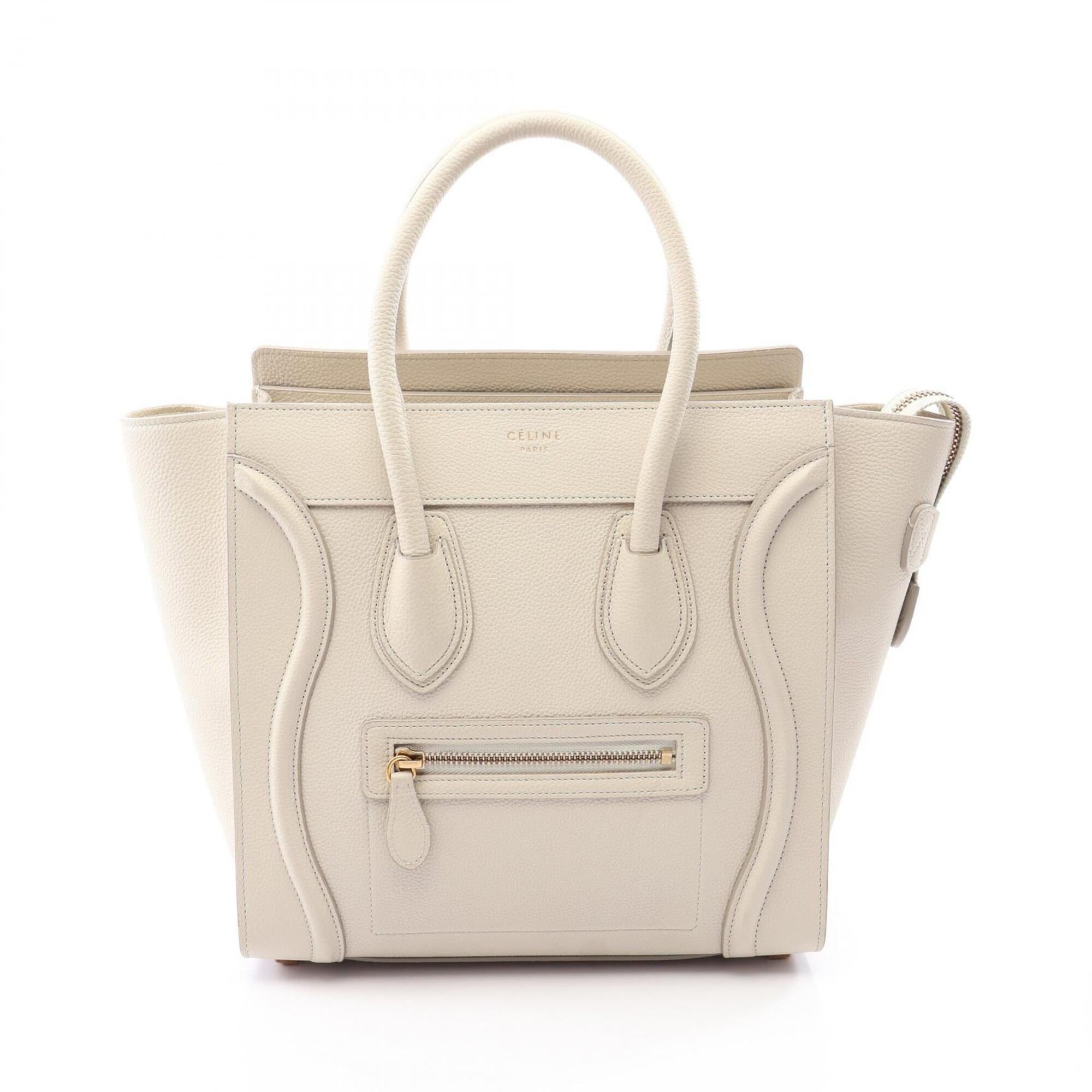 Celine White Leather Handbag Tote Bag (Pre-Owned)
