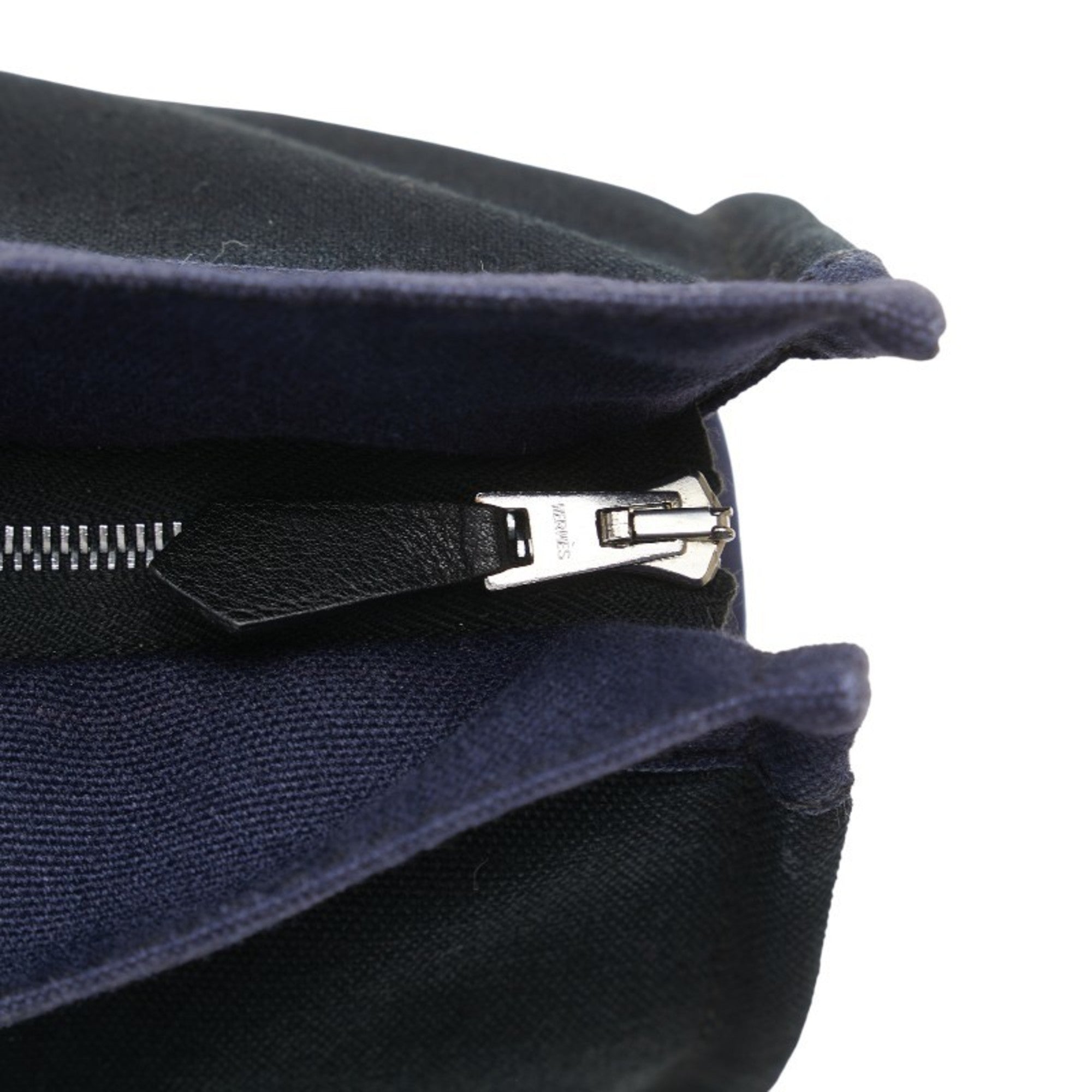 Hermes Fourre Tout Navy Black Canvas Clutch Bag (Pre-Owned)