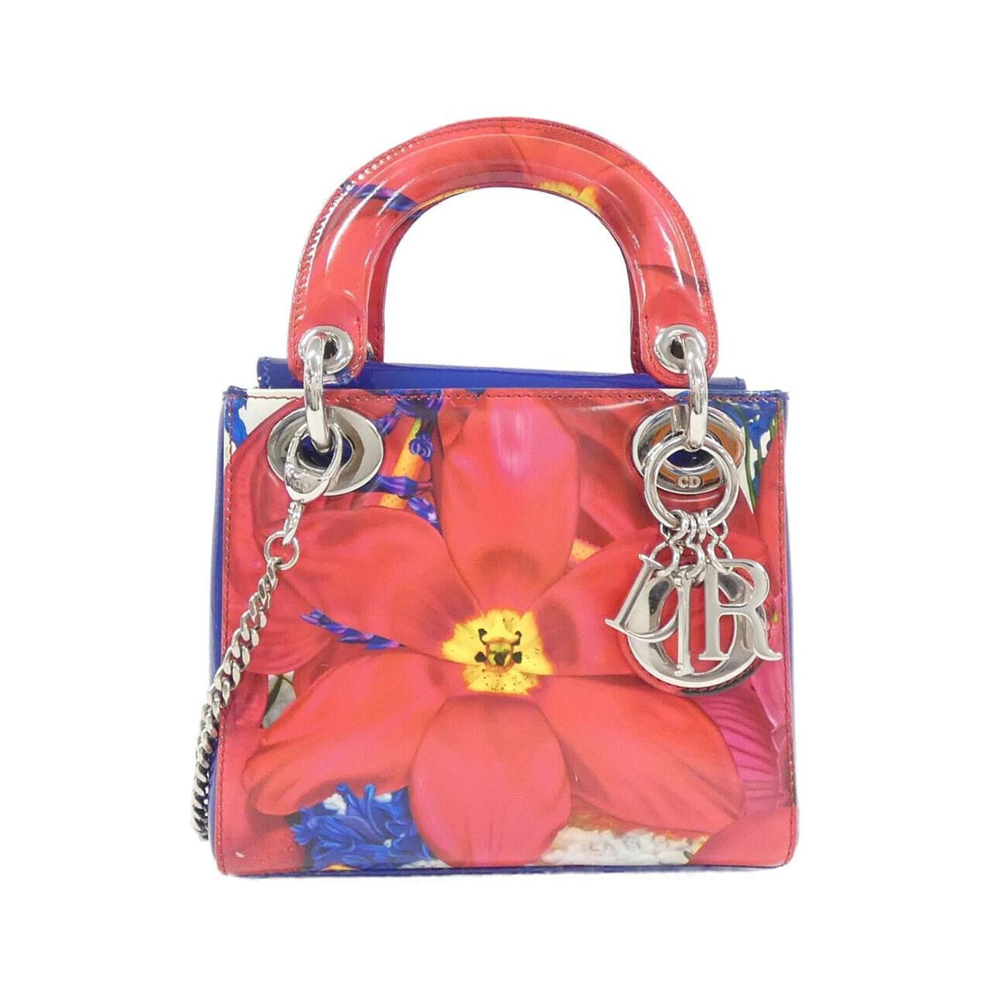 Christian Dior Blue Red Color Leather Handbag (Pre-Owned)