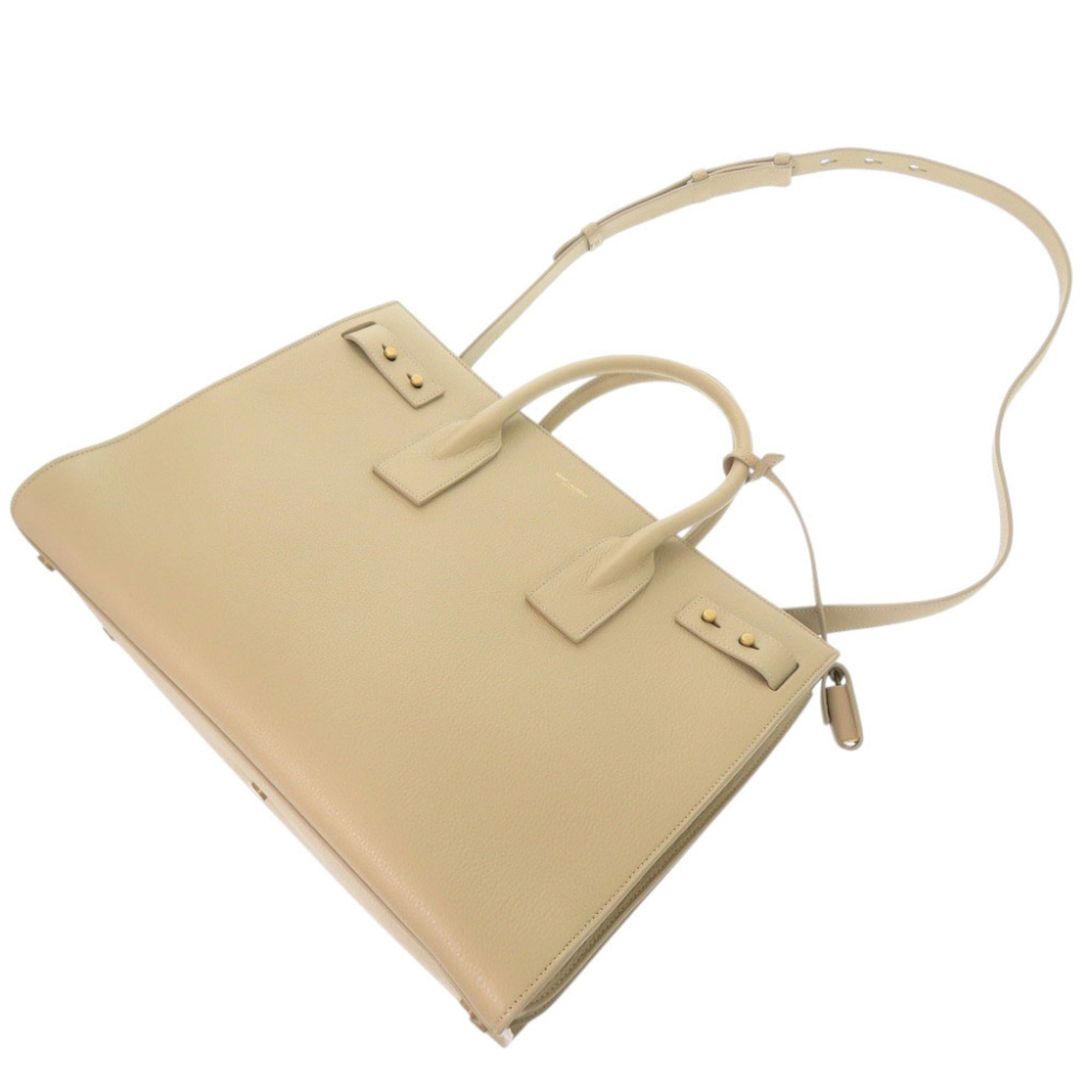 Yves Saint Laurent Beige Leather Handbag Shoulder Bag (Pre-Owned)