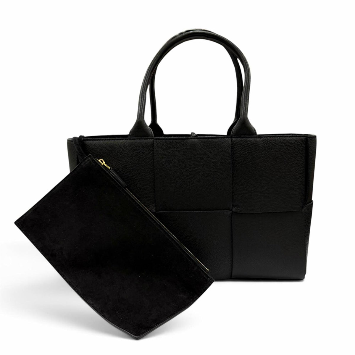 Bottega Veneta Black Leather Handbag Pouch Tote Bag (Pre-Owned)