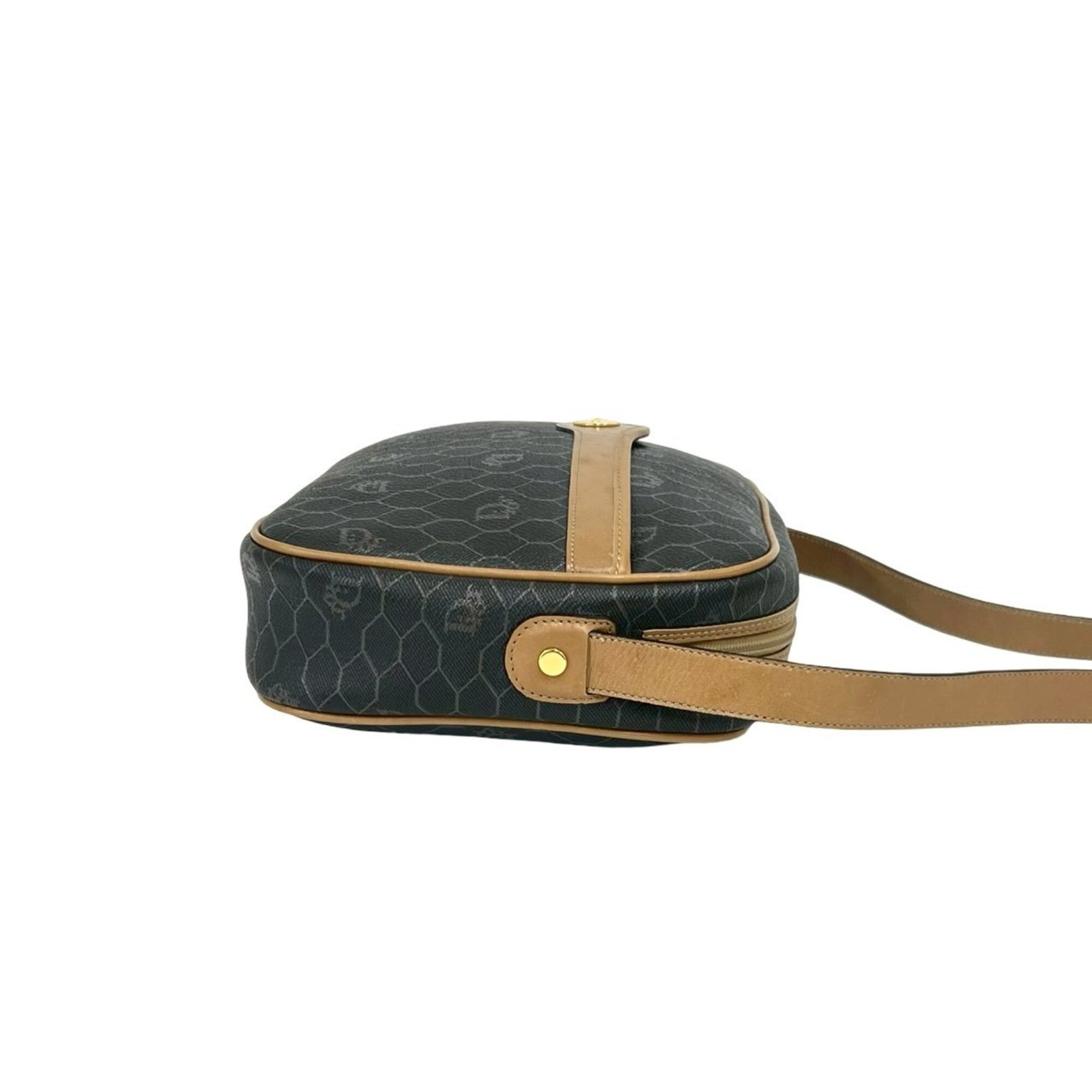 Christian Dior Brown Gray Leather Pvc Shoulder Bag (Pre-Owned)