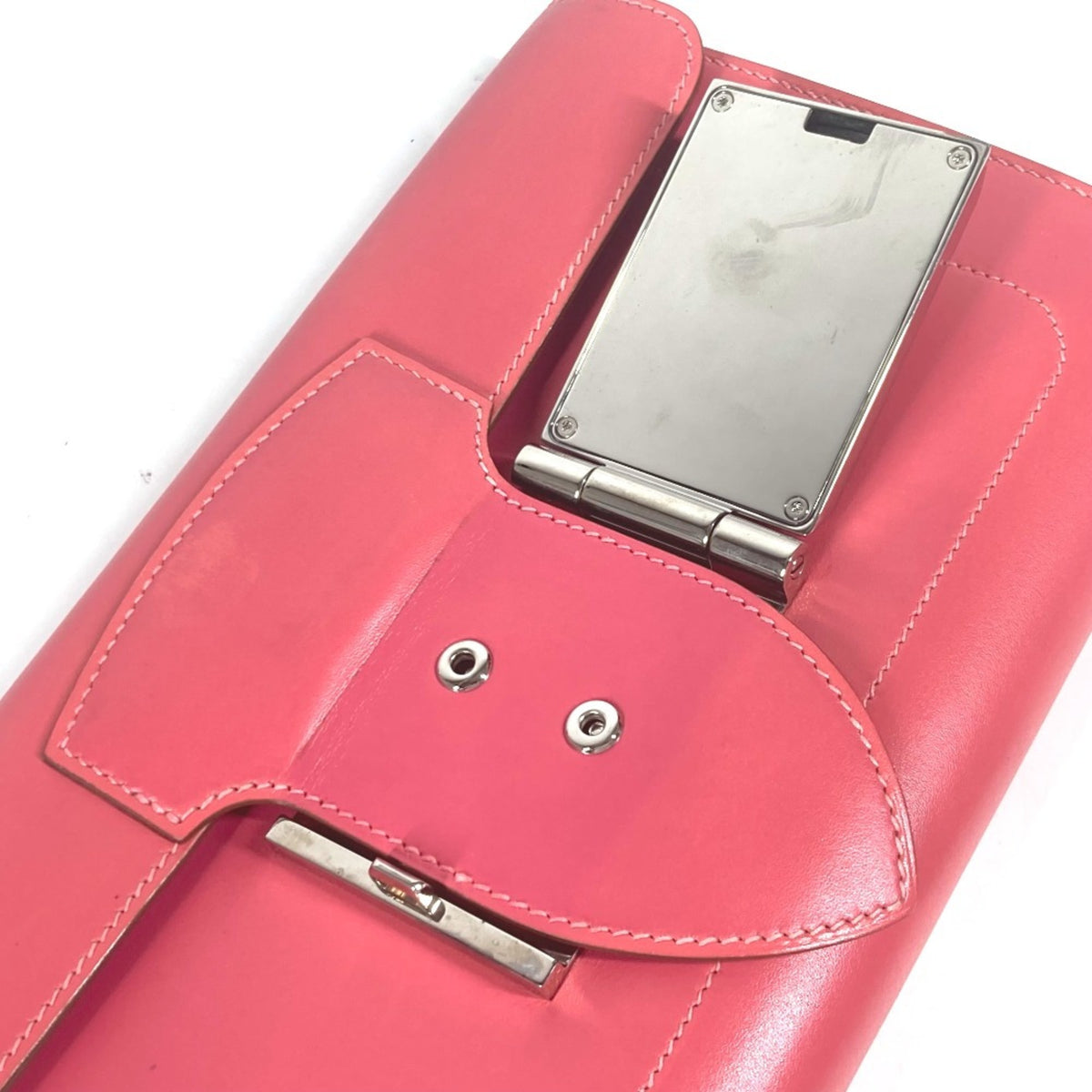 Hermes Pink Tadelakt Leather Clutch Bag (Pre-Owned)