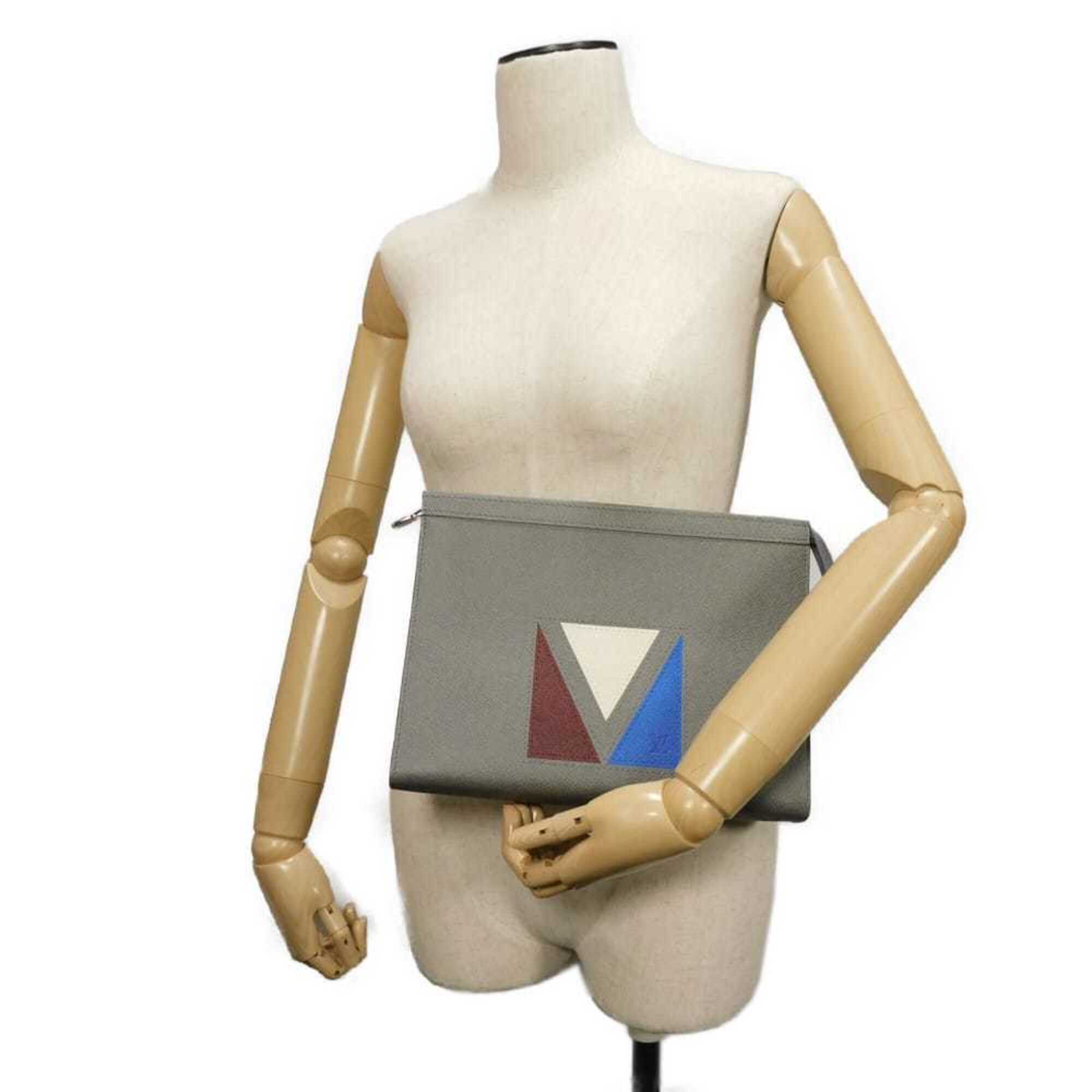 Louis Vuitton Glacier Gray Taiga Leather Clutch Bag Pochette (Pre-Owned)