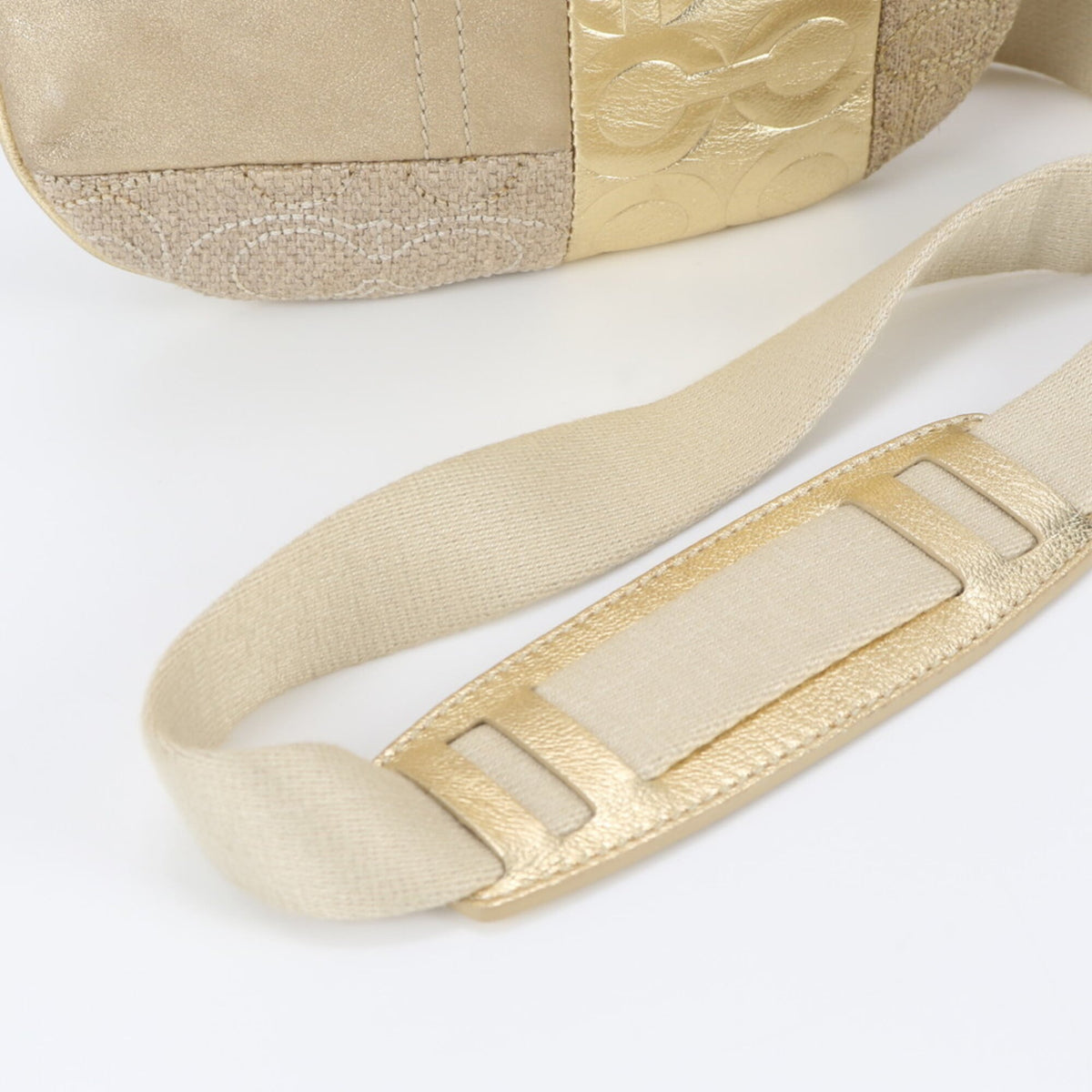 Coach Gold Leather Canvas Crossbody Bag Shoulder Bag (Pre-Owned)