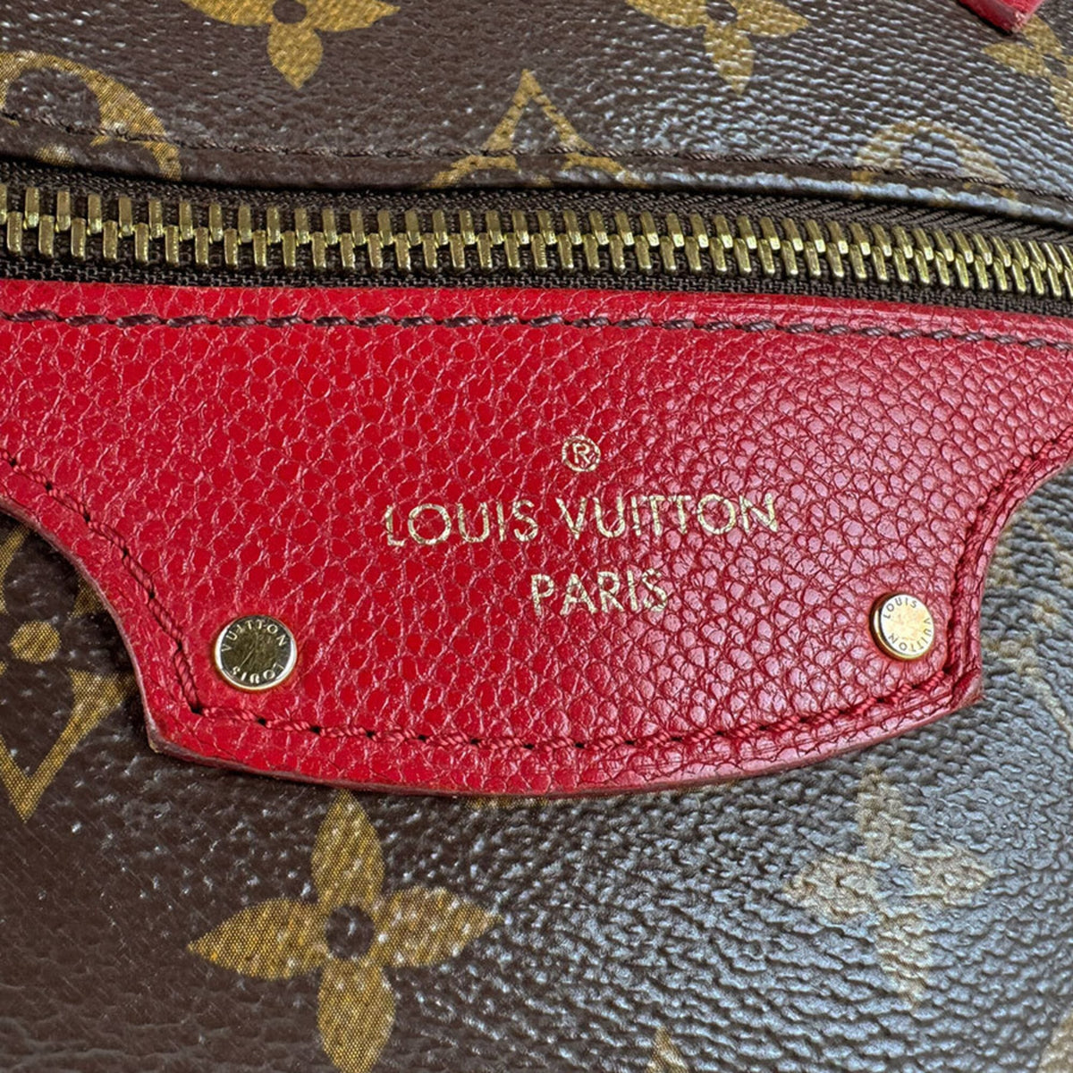 Louis Vuitton Brown Monogram Red Color Monogram Handbag Shoulder Bag (Pre-Owned)