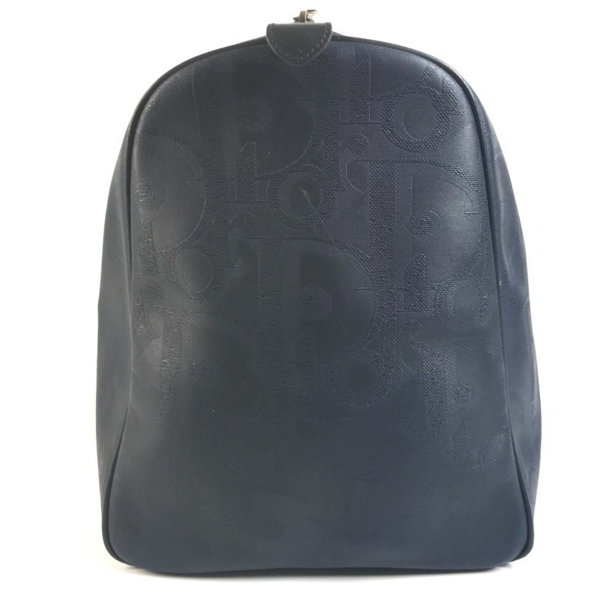 Christian Dior Navy Pvc Leather Boston Bag Handbag (Pre-Owned)