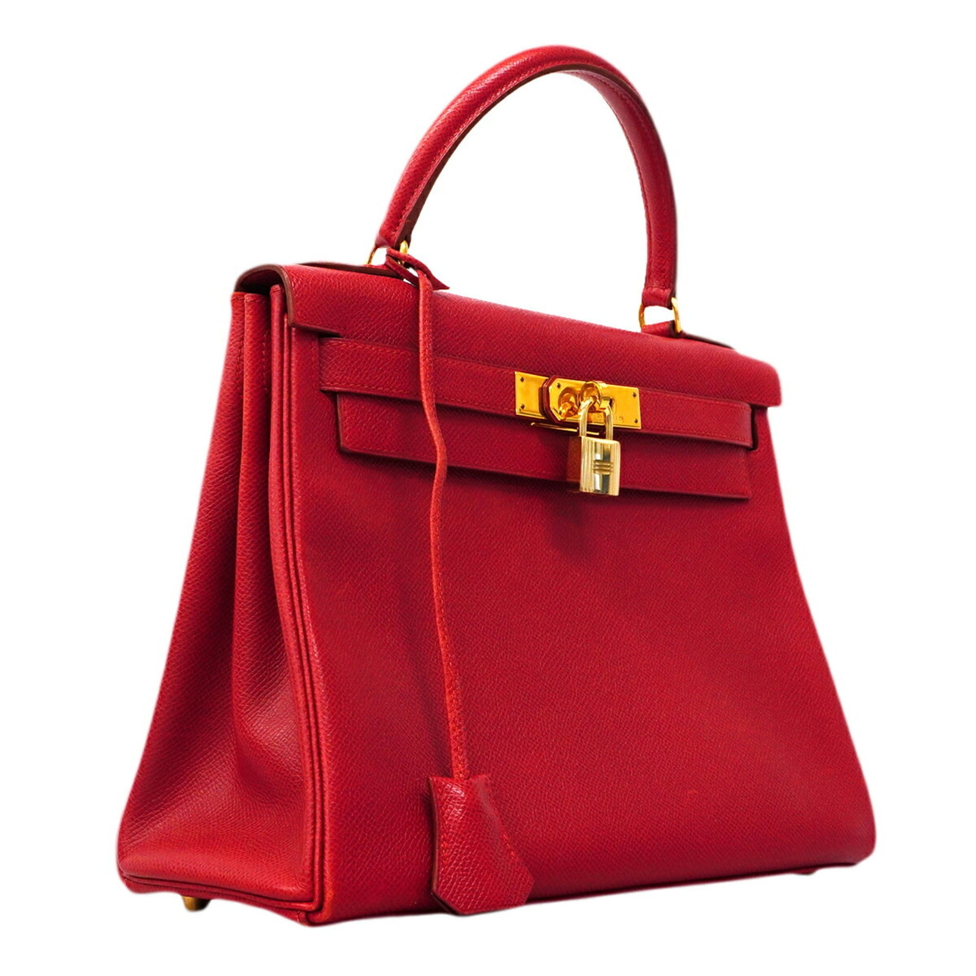 Hermes Rouge Vif Courchevel Leather Handbag (Pre-Owned)