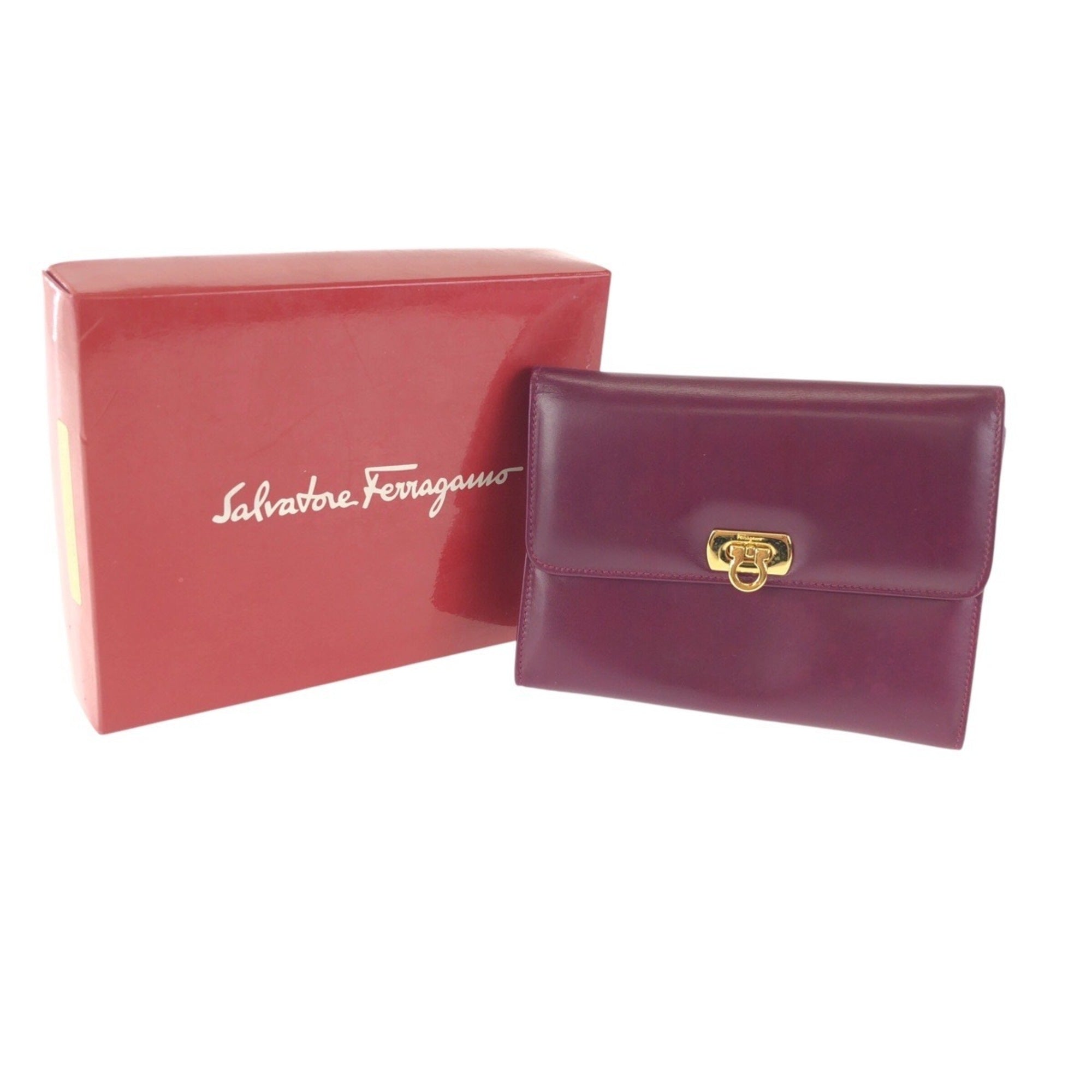 Salvatore Ferragamo Purple Leather Clutch Bag Pouch (Pre-Owned)