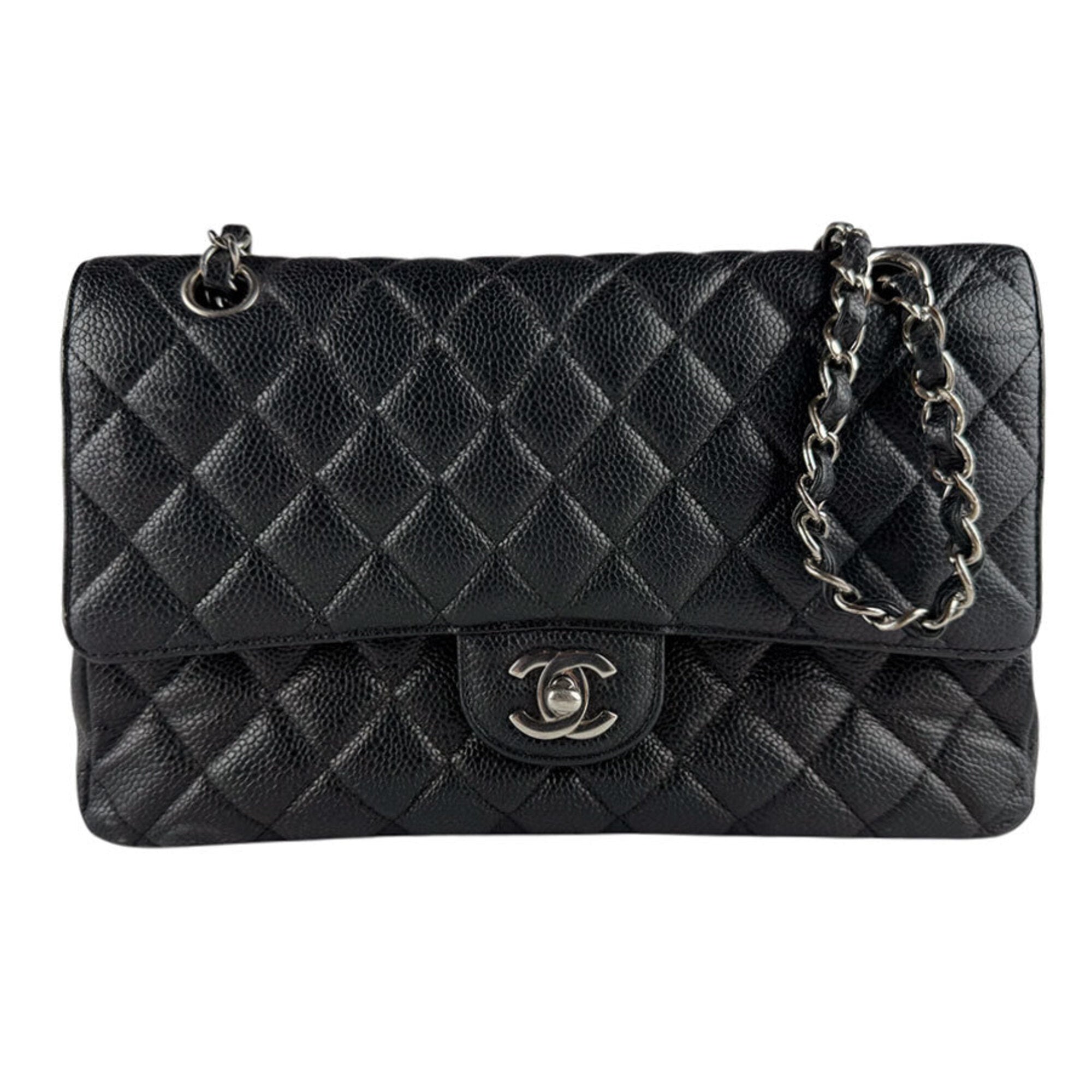 Chanel Black Grained Calfskin Shoulder Bag (Pre-Owned)