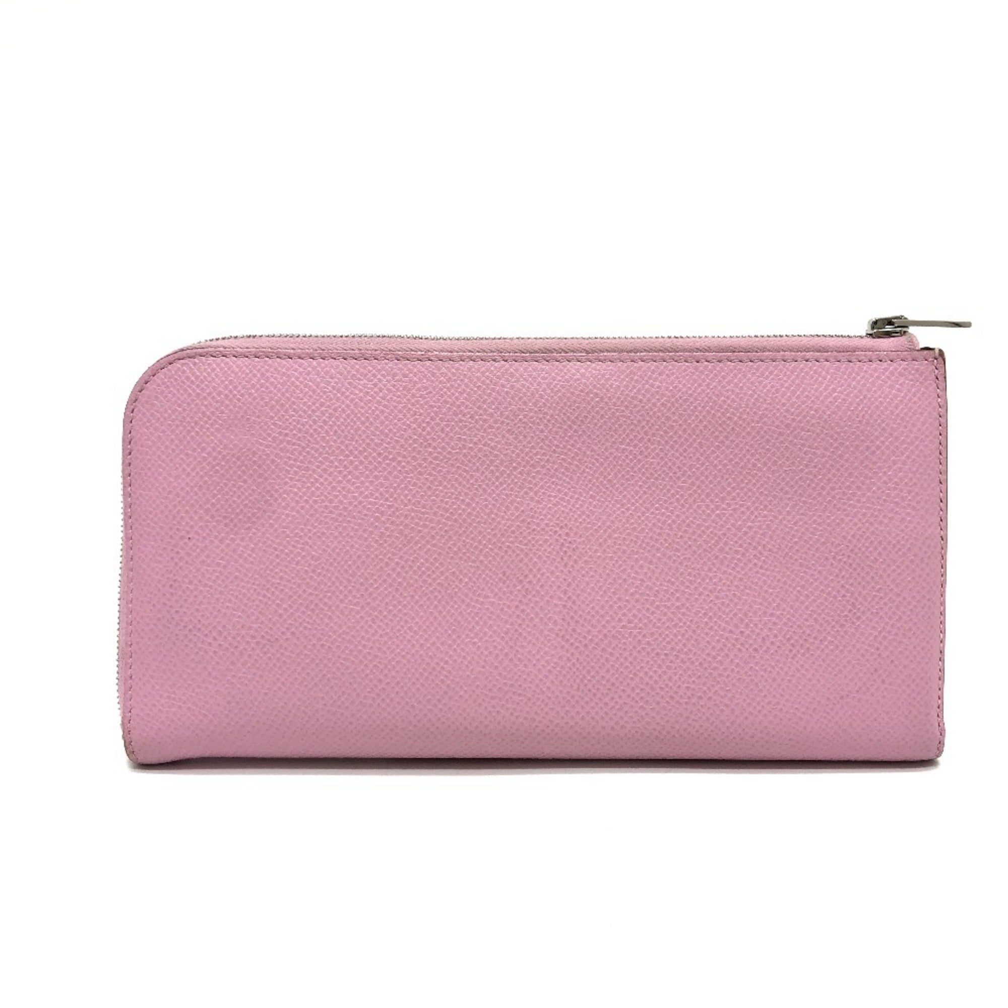 Hermes Pink Yellow Epsom Leather Long Wallet (Bi-Fold) (Pre-Owned)