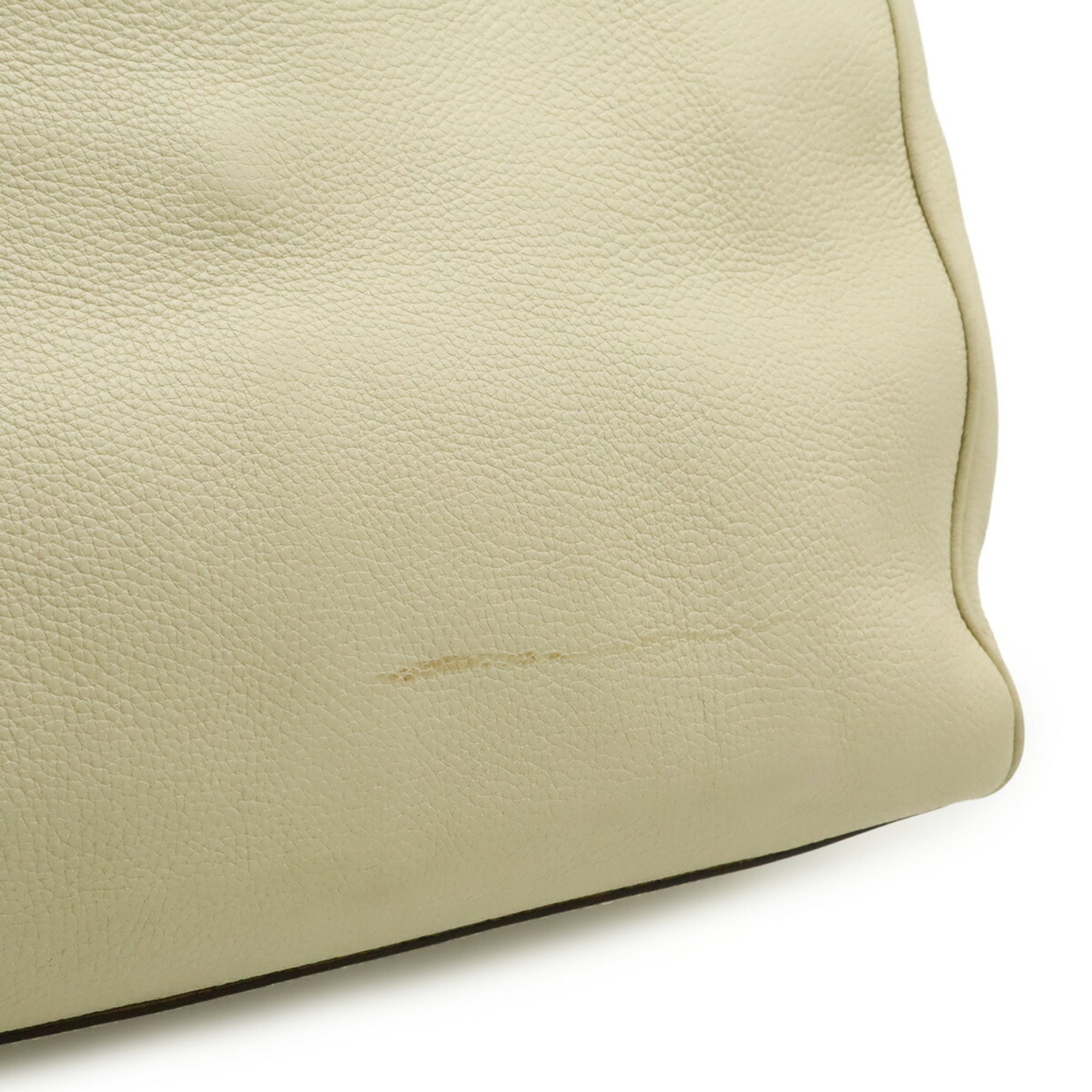 Gucci Light Beige Leather Bamboo Handbag Shoulder Bag Tote Bag (Pre-Owned)