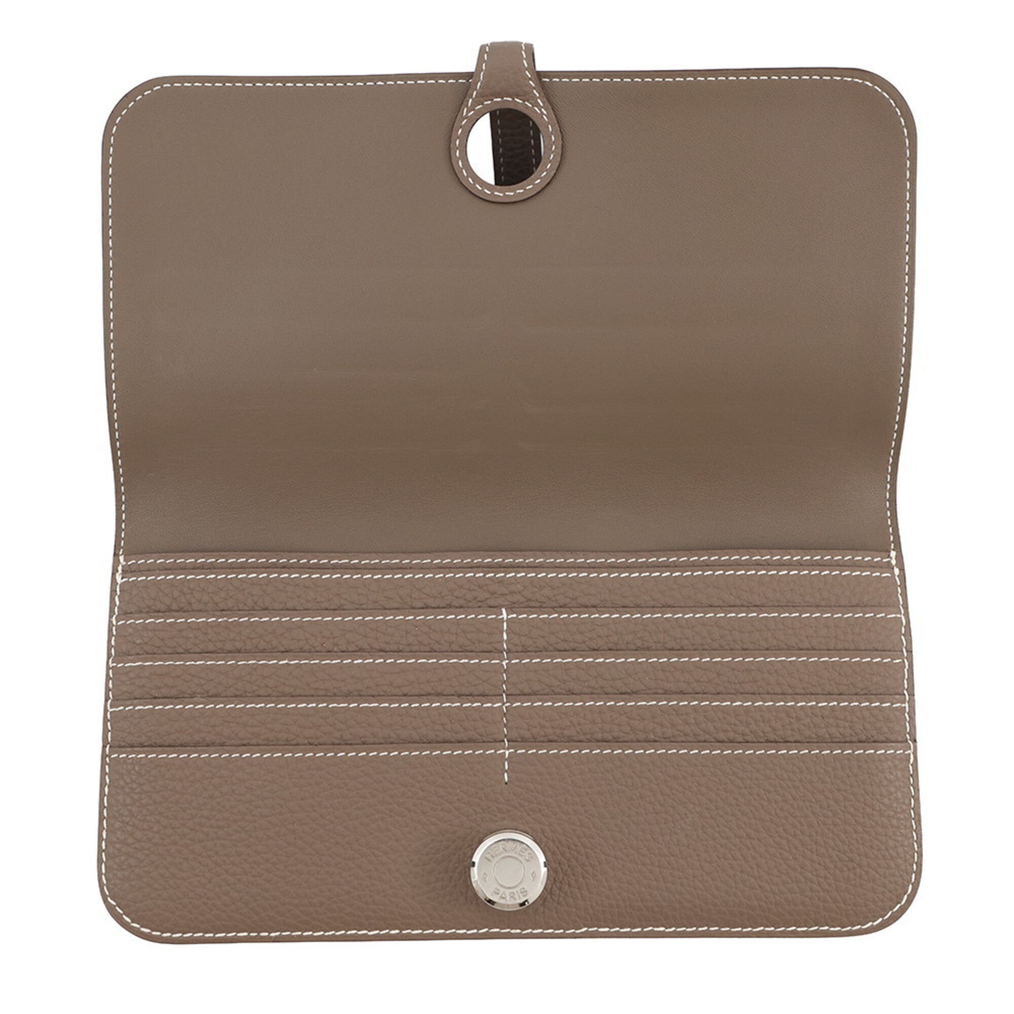 Hermes Etoupe Gray Togo Leather Long Wallet (Bi-Fold) (Pre-Owned)