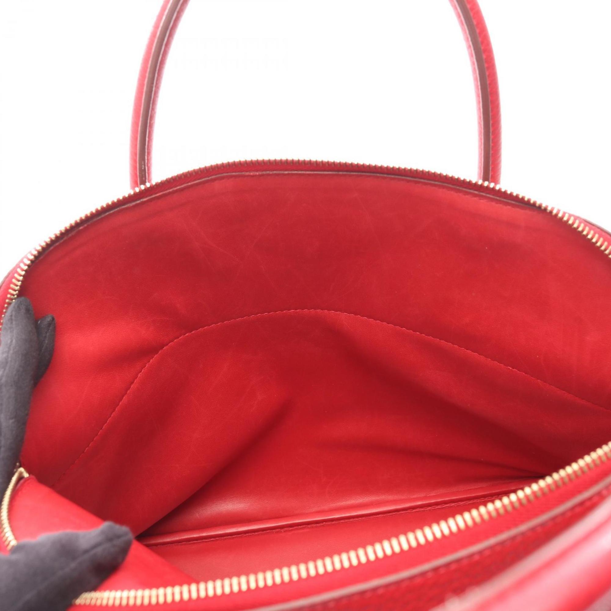 Hermes Red Color Rouge Vif Fjord Leather Handbag (Pre-Owned)