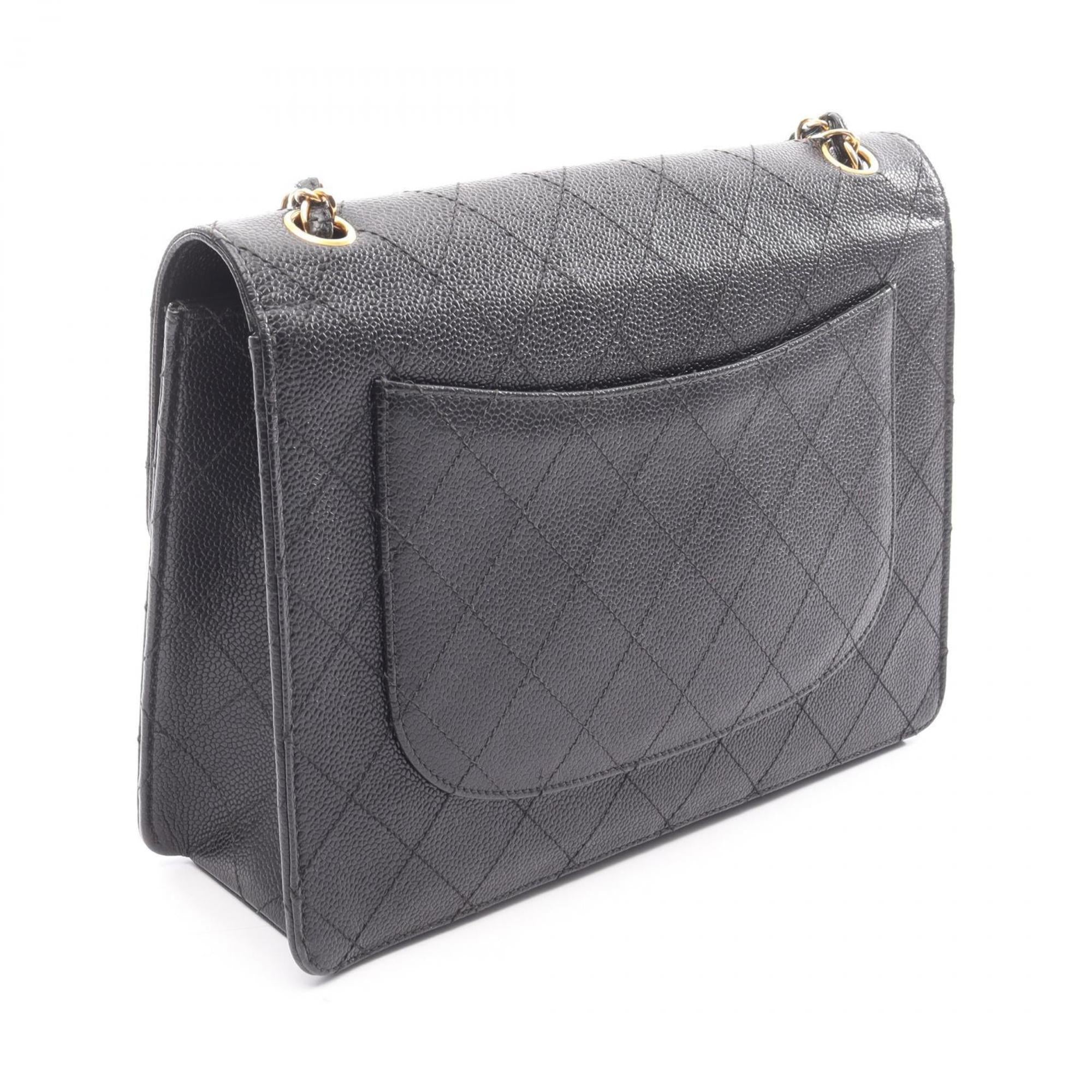 Chanel Black Grained Calfskin Handbag Shoulder Bag (Pre-Owned)