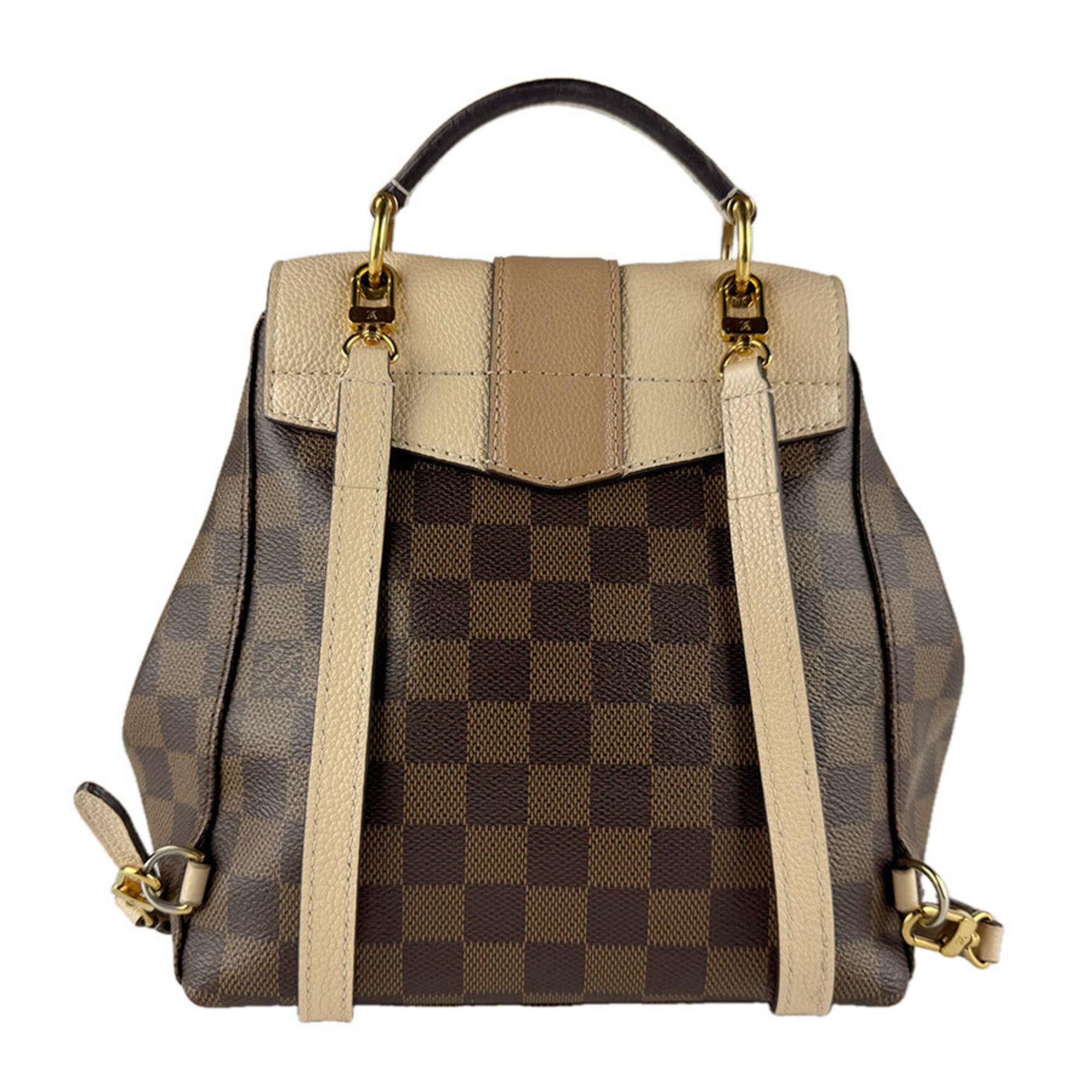 Louis Vuitton Beige Brown Damier Canvas Leather Backpack (Pre-Owned)