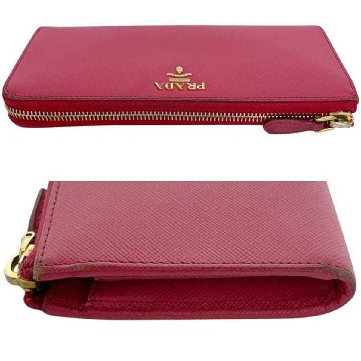 Prada Peonia Pink Leather Long Wallet (Bi-Fold) (Pre-Owned)