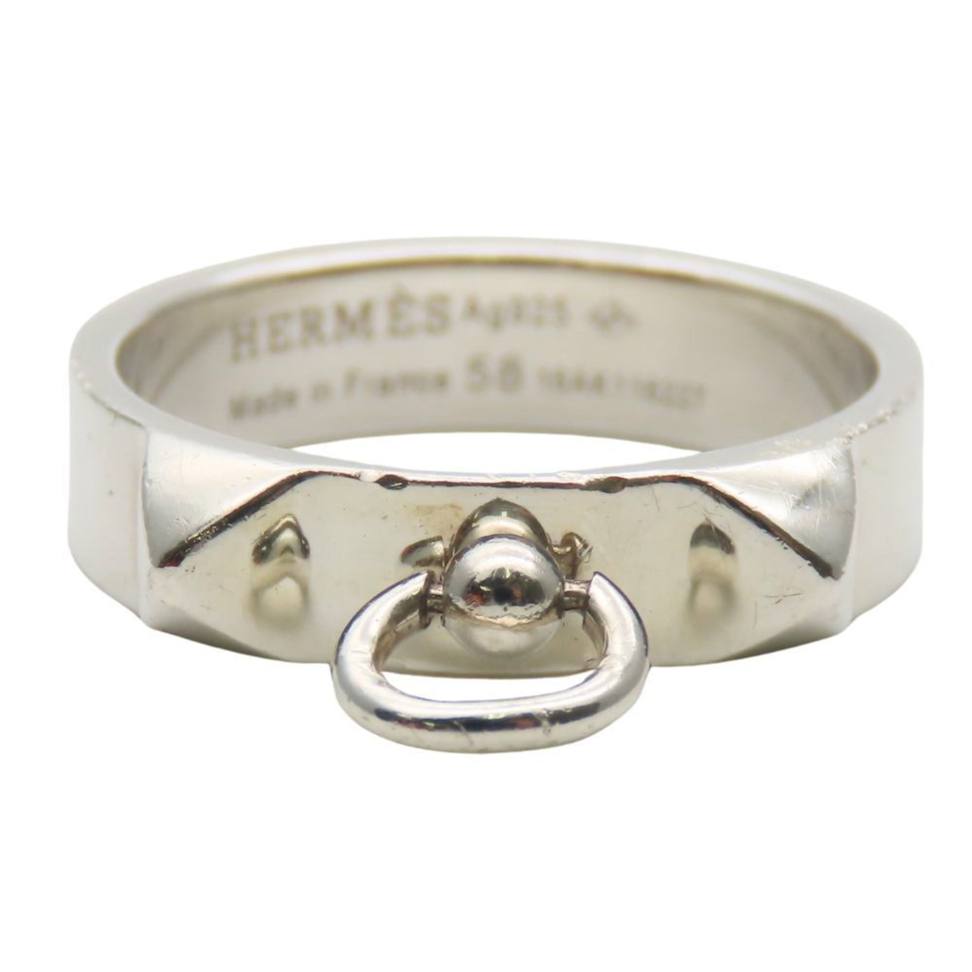 Hermes Silver Silver 925 Band Ring (Pre-Owned)