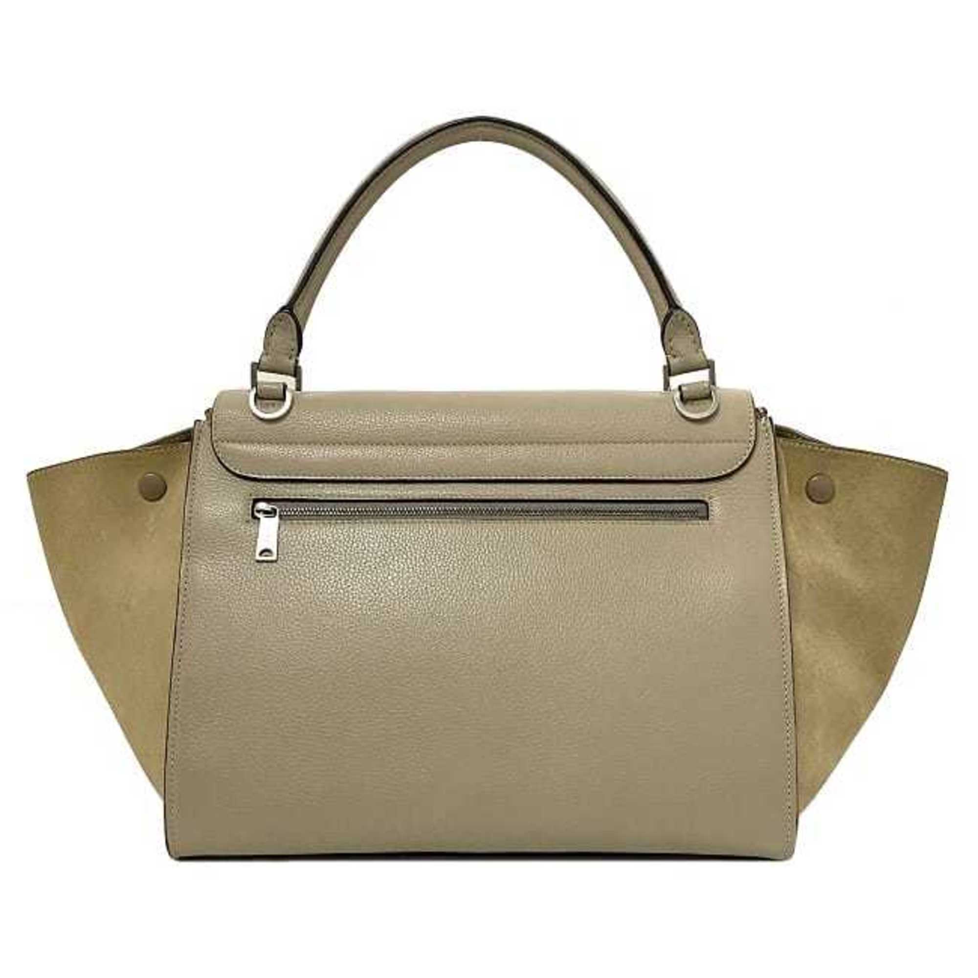 Celine Trapeze Gray Beige Leather Handbag Shoulder Bag (Pre-Owned)