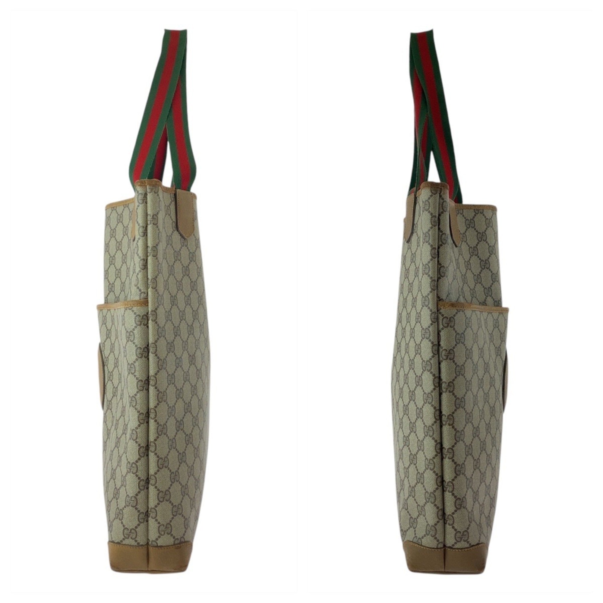 Gucci Beige Brown Gg Supreme Leather Shoulder Bag Tote Bag (Pre-Owned)