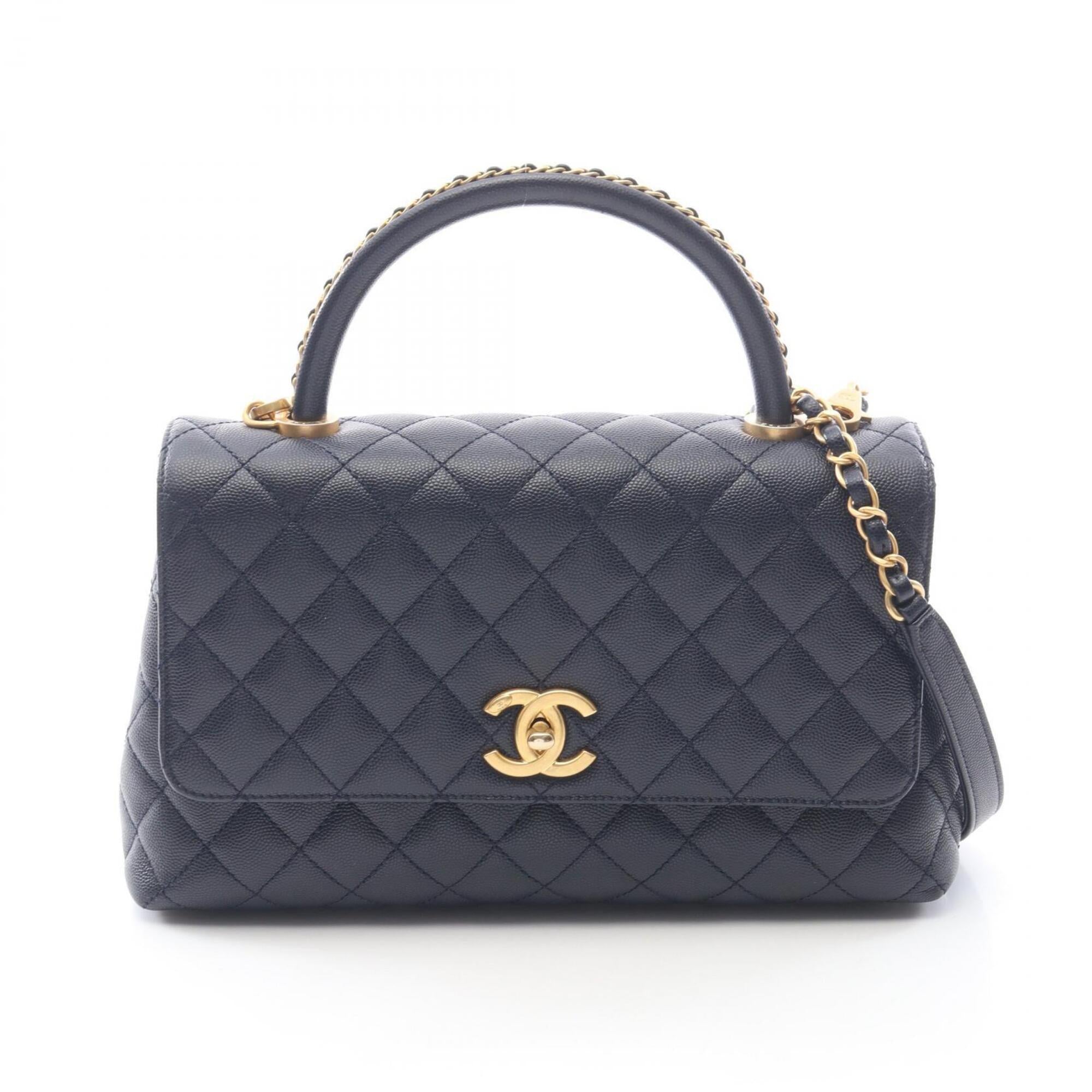 Chanel Navy Grained Calfskin Handbag (Pre-Owned)
