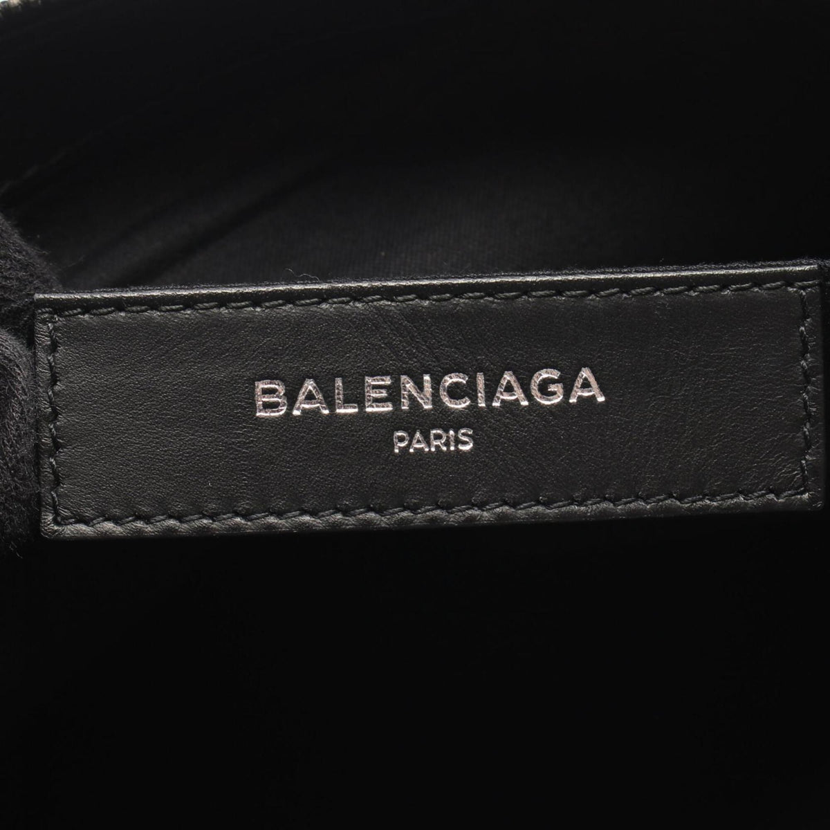 Balenciaga Black Ivory Canvas Leather Clutch Bag Handbag (Pre-Owned)