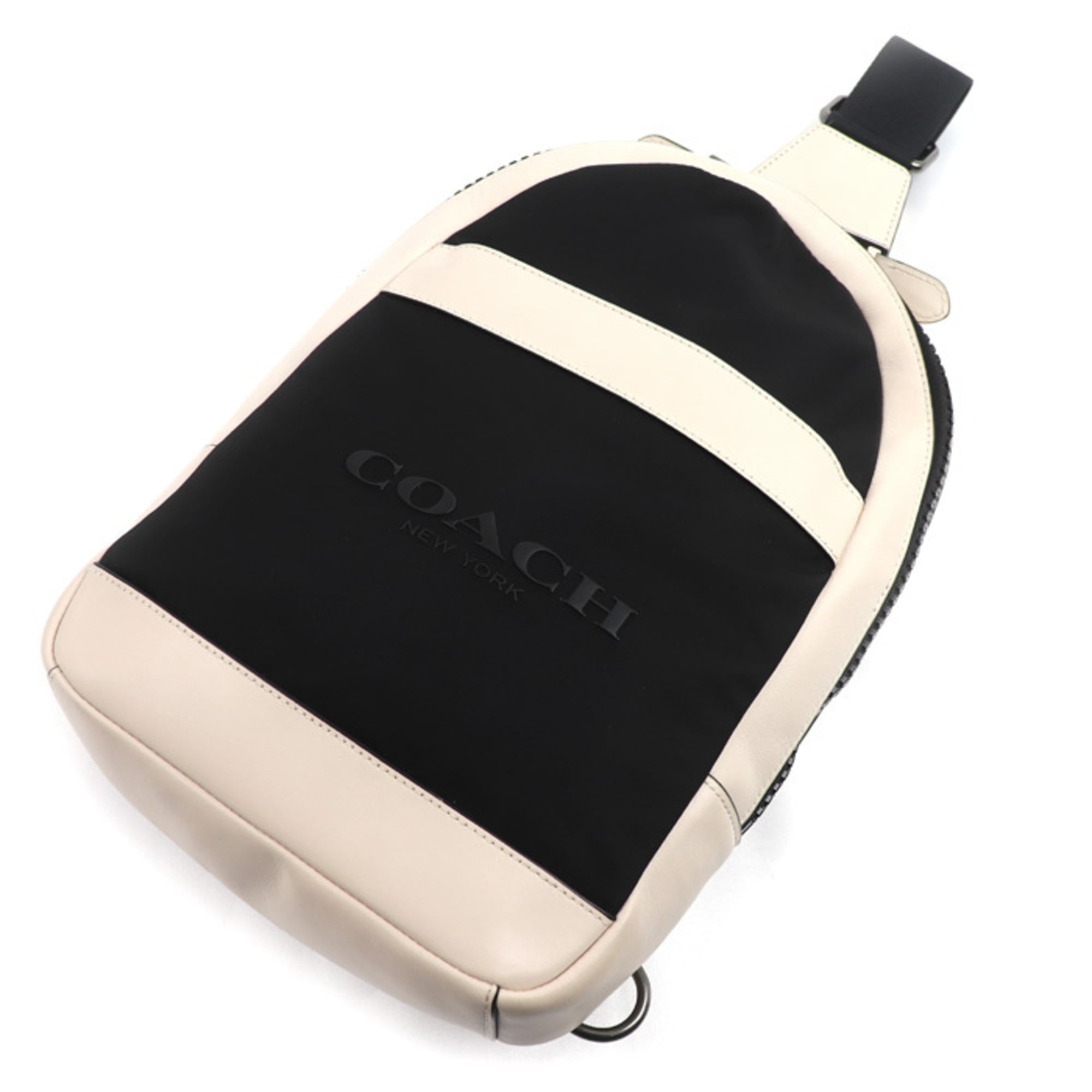 Coach Black Off-White Leather Nylon Sling Bag (Pre-Owned)