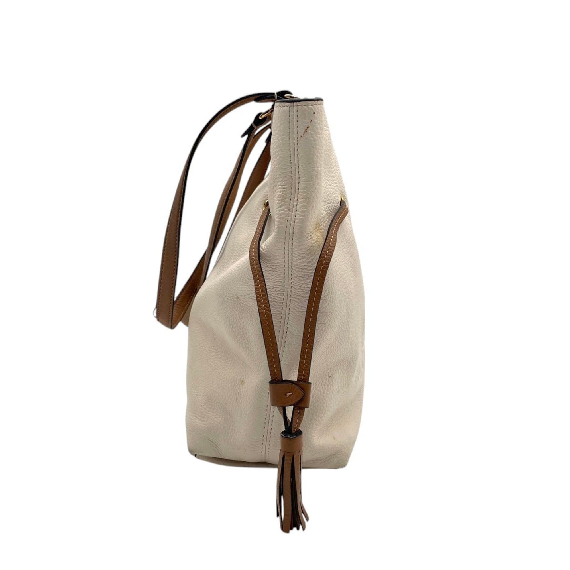 Coach Brown Ivory Leather Handbag Tote Bag (Pre-Owned)