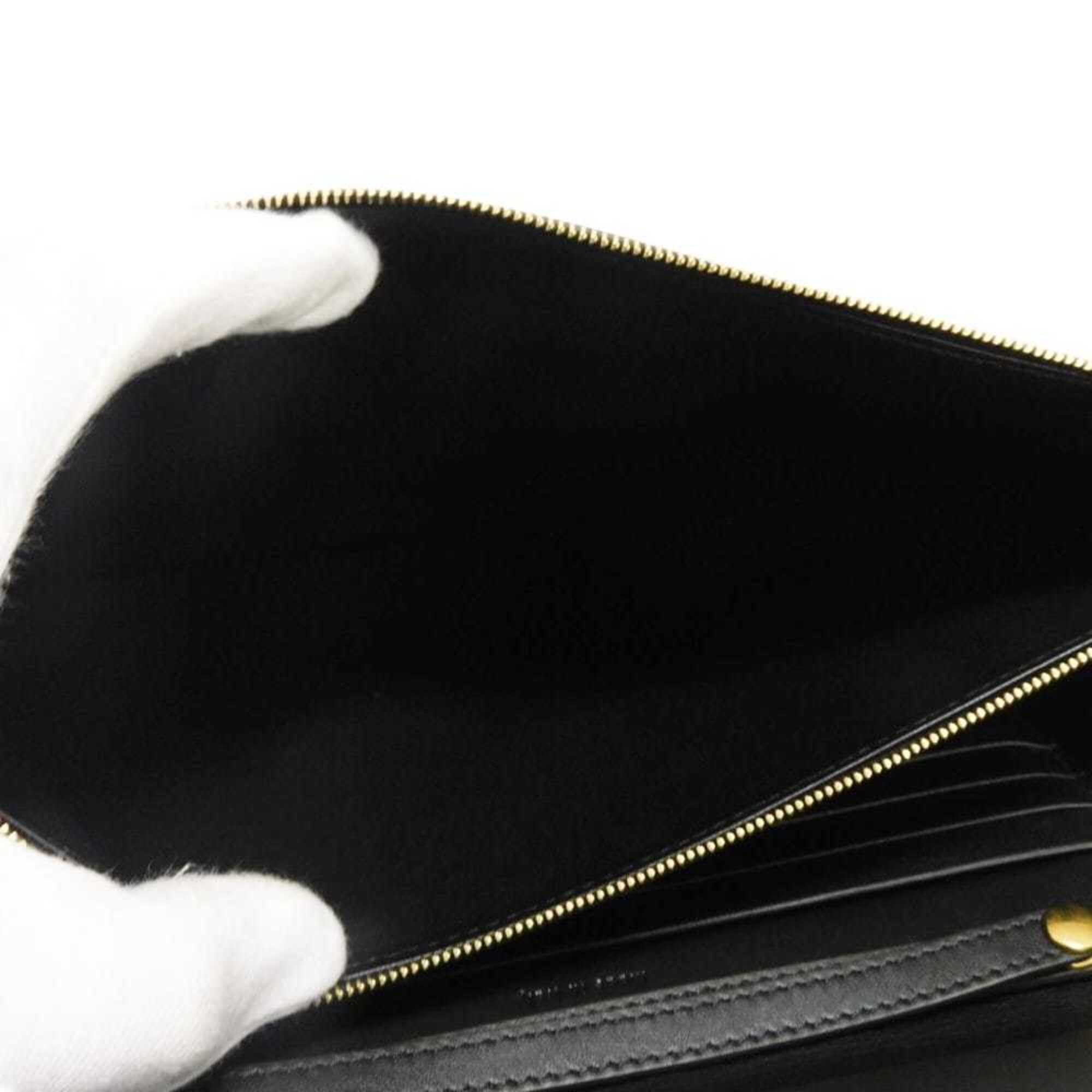 Celine Black White Leather Clutch Bag Shoulder Bag (Pre-Owned)
