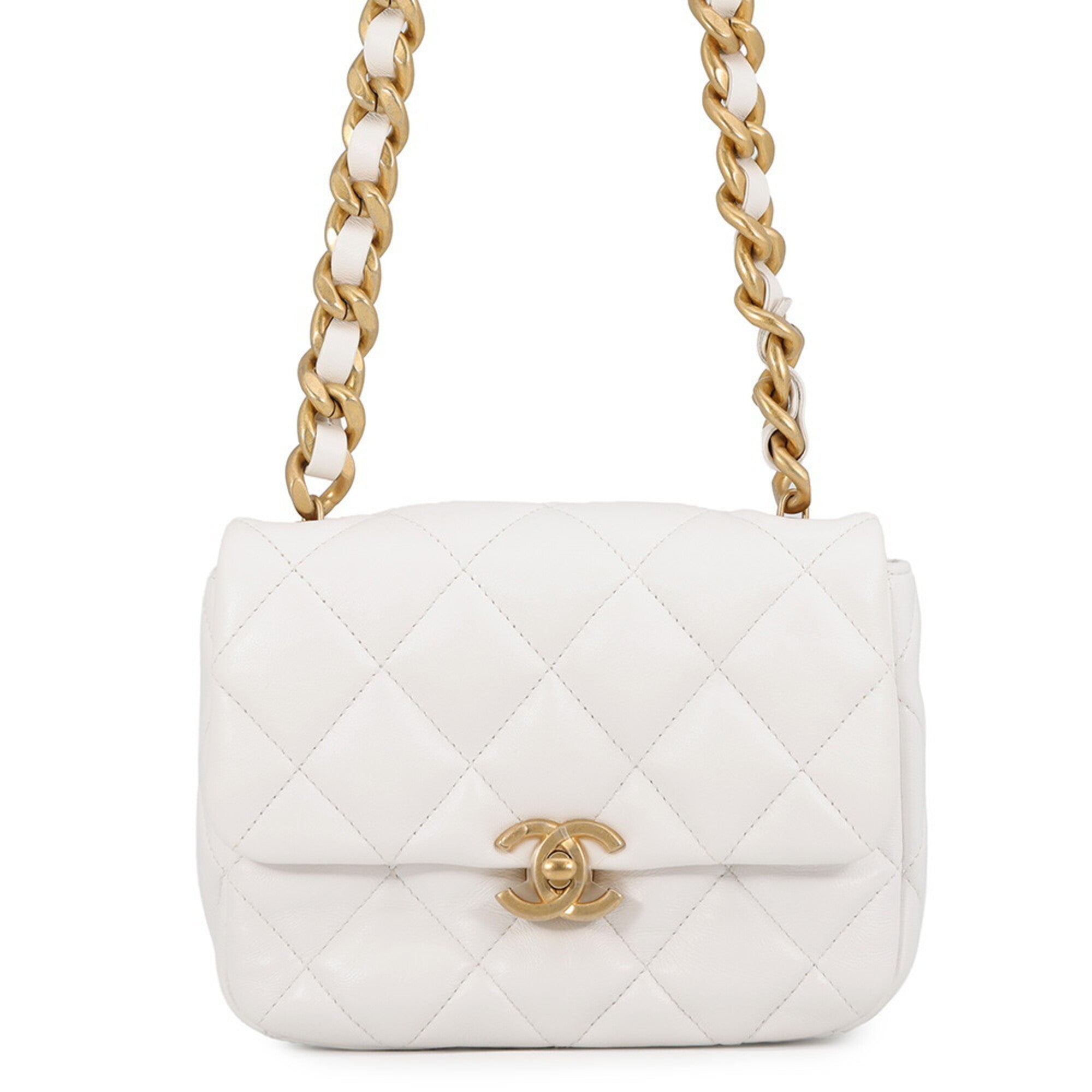 Chanel Matelasse White Leather Handbag Shoulder Bag (Pre-Owned)