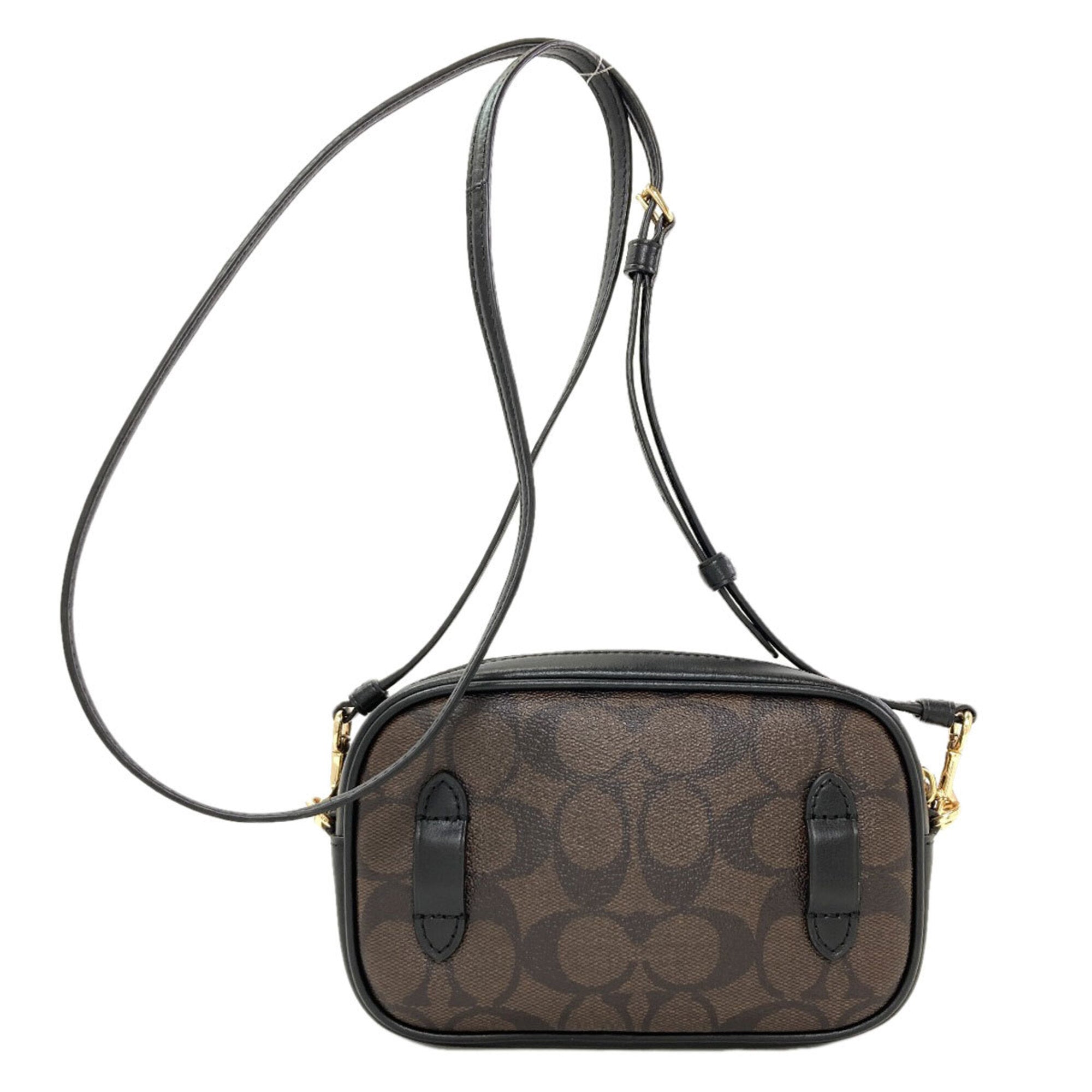 Coach Dark Brown Signature Line Pvc Shoulder Bag (Pre-Owned)