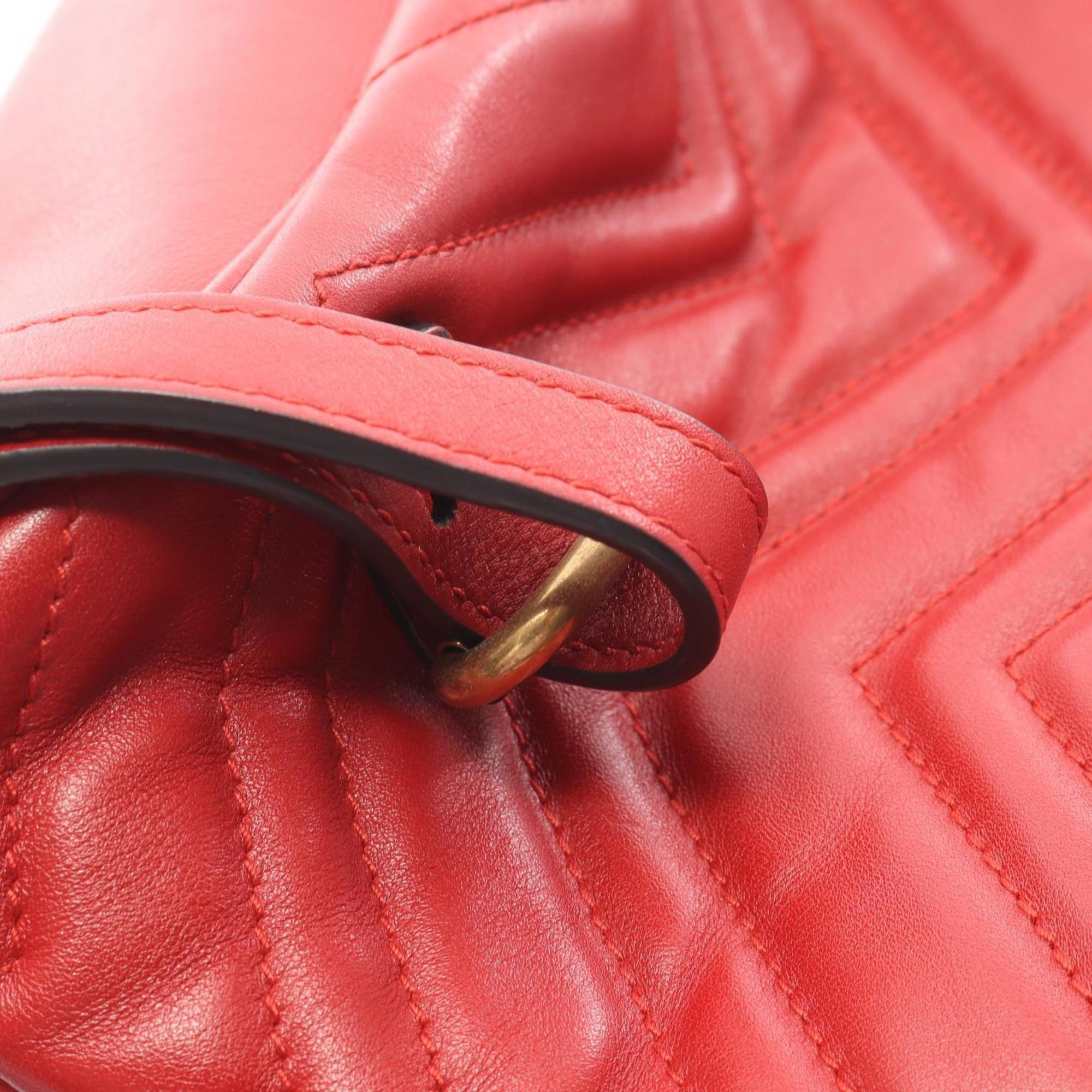 Gucci Red Color Leather Backpack (Pre-Owned)