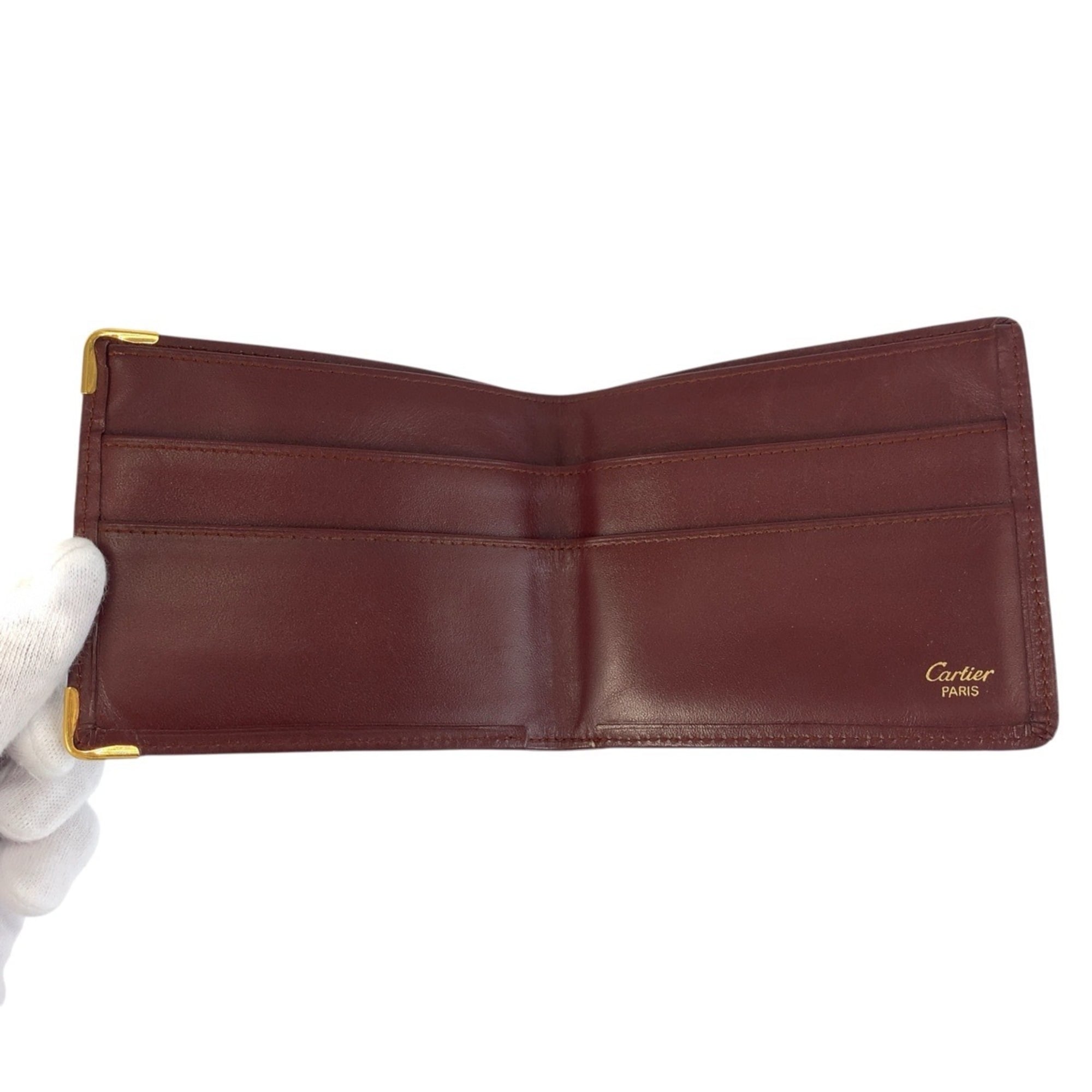 Cartier Bordeaux Wine Red Leather Wallet (Bi-Fold) (Pre-Owned)