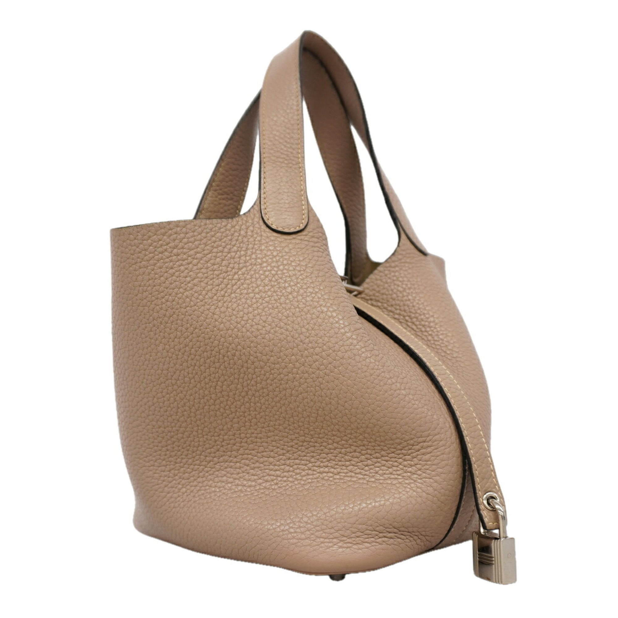 Hermes Argile Taurillon Clemence Leather Handbag (Pre-Owned)
