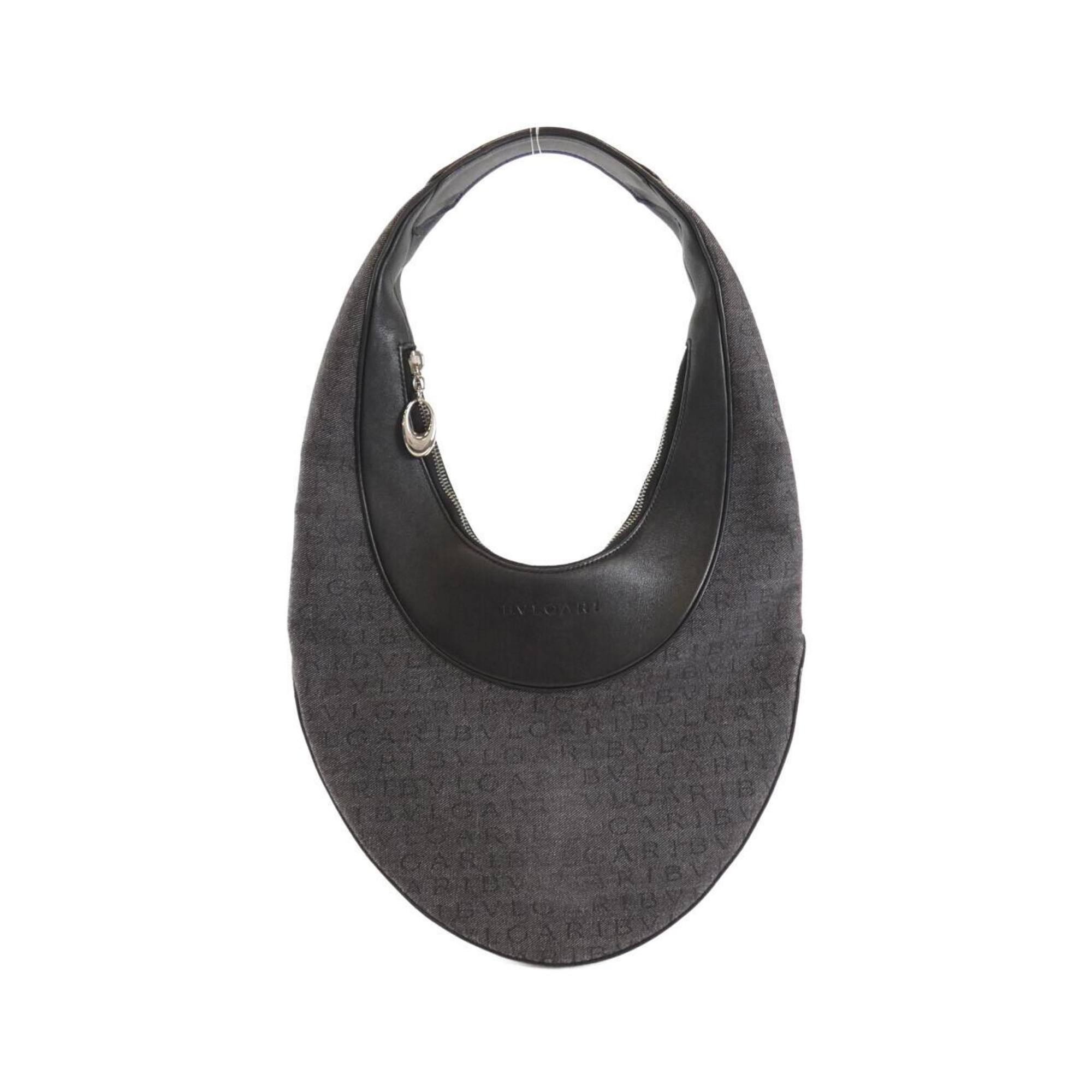 Bvlgari Black Denim Leather Shoulder Bag (Pre-Owned)