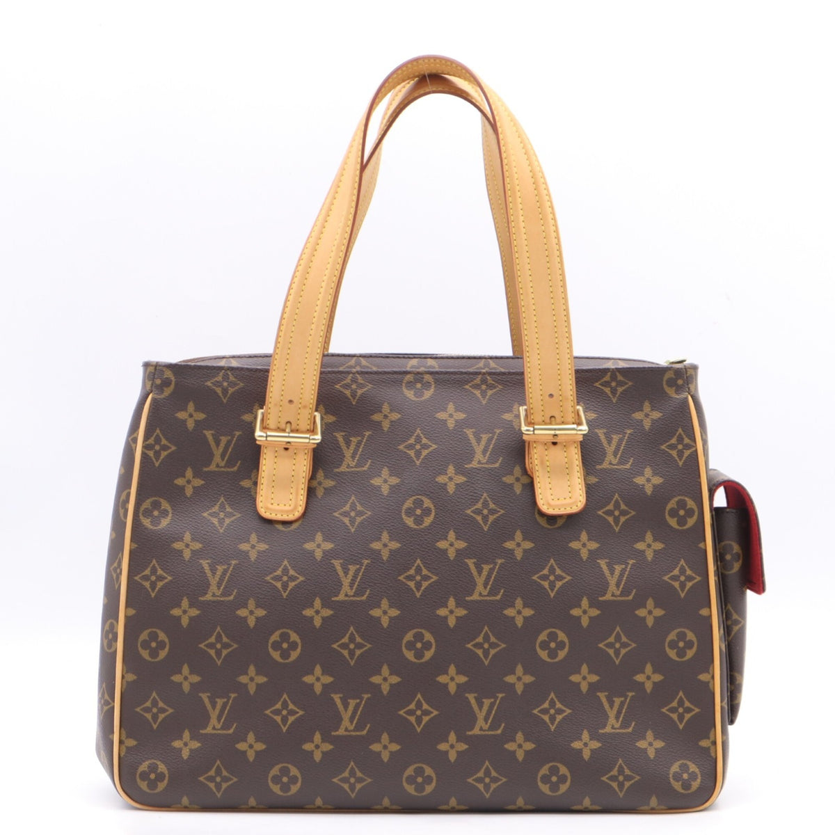 Louis Vuitton Beige Brown Coated Canvas Leather Handbag (Pre-Owned)