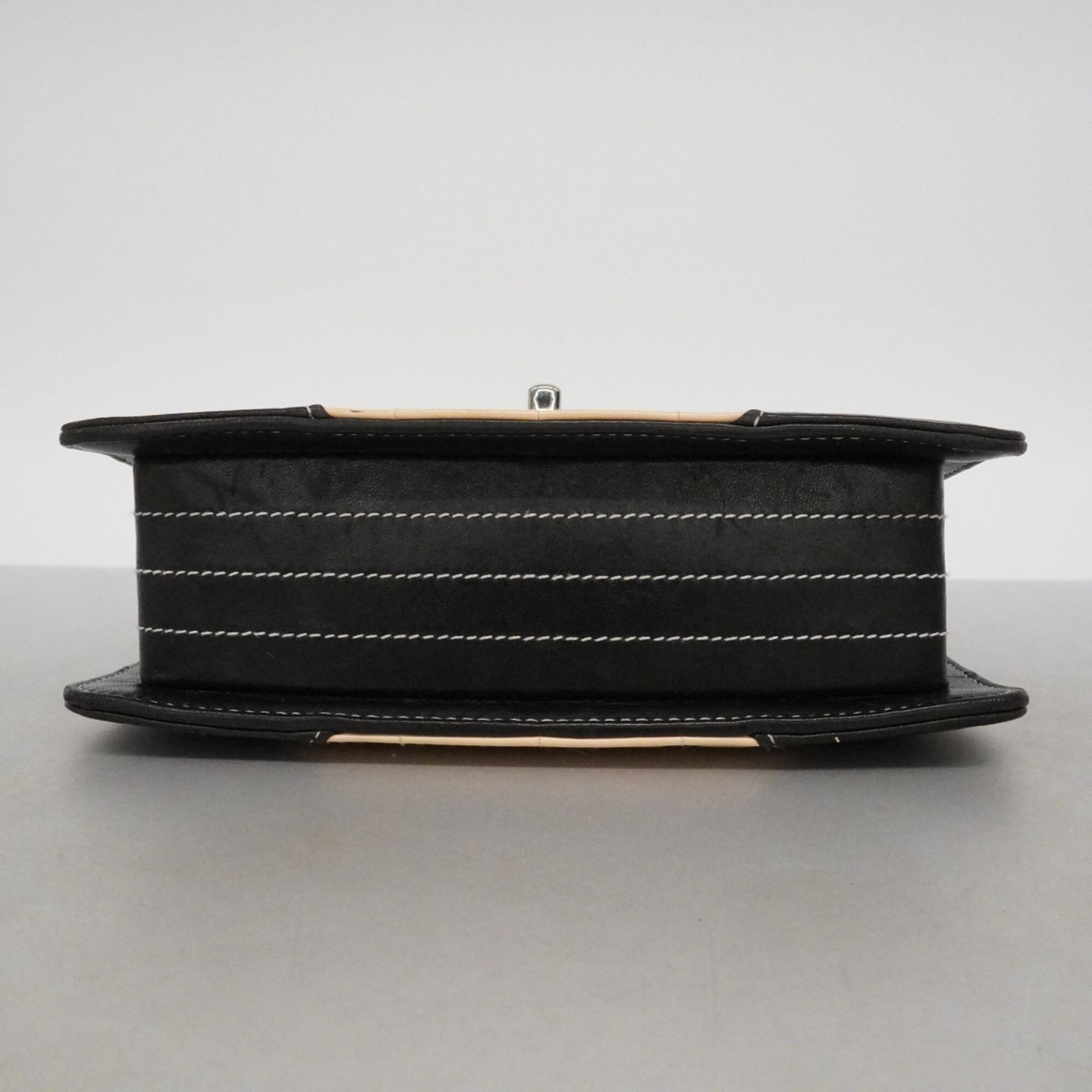 Chanel Black Ivory Patent Leather Shoulder Bag (Pre-Owned)