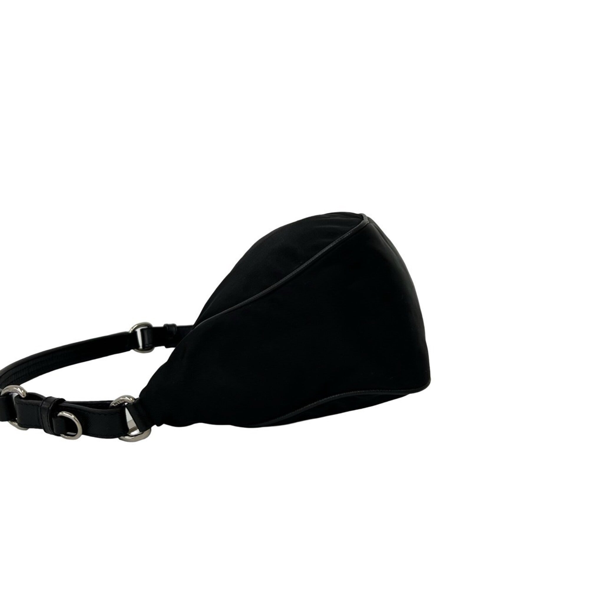 Prada Black Nylon Leather Handbag Shoulder Bag (Pre-Owned)