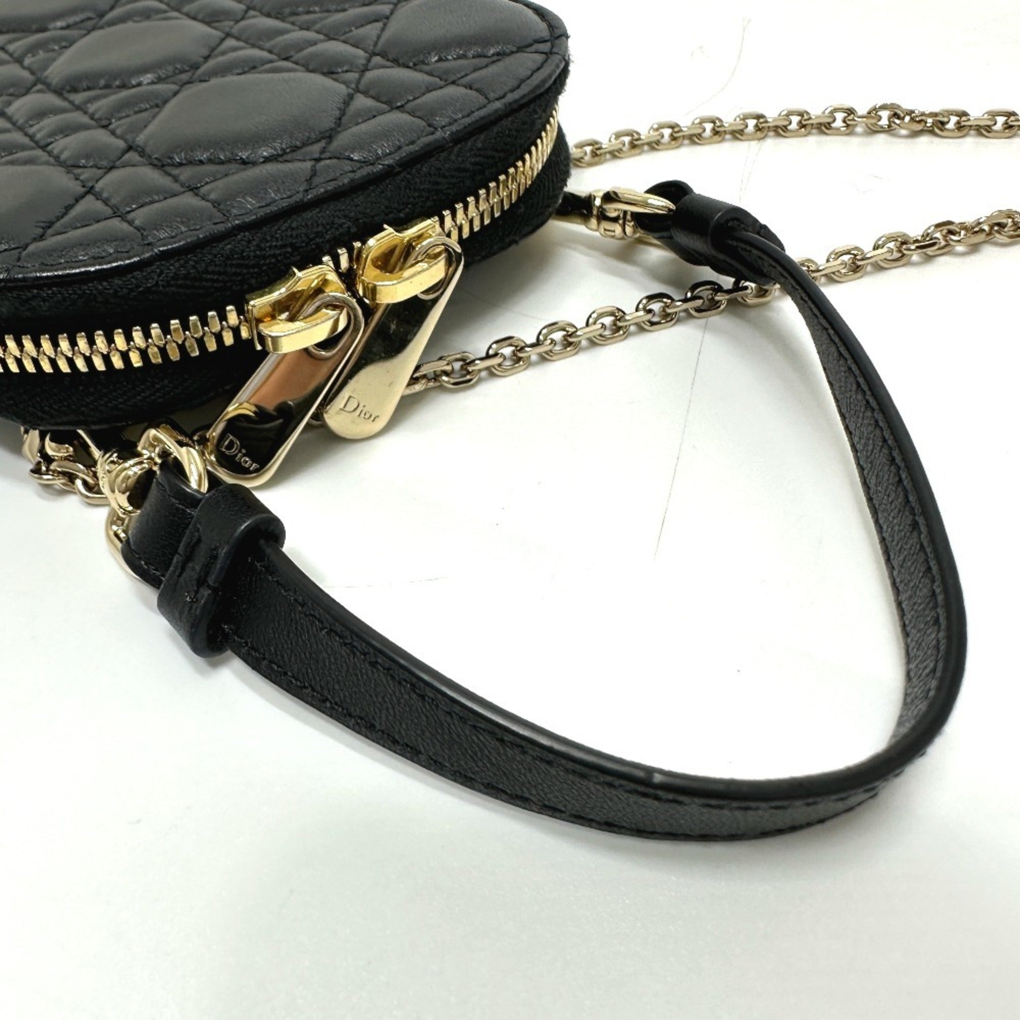 Christian Dior Cannage/Lady Dior Black Leather Shoulder Bag (Pre-Owned)