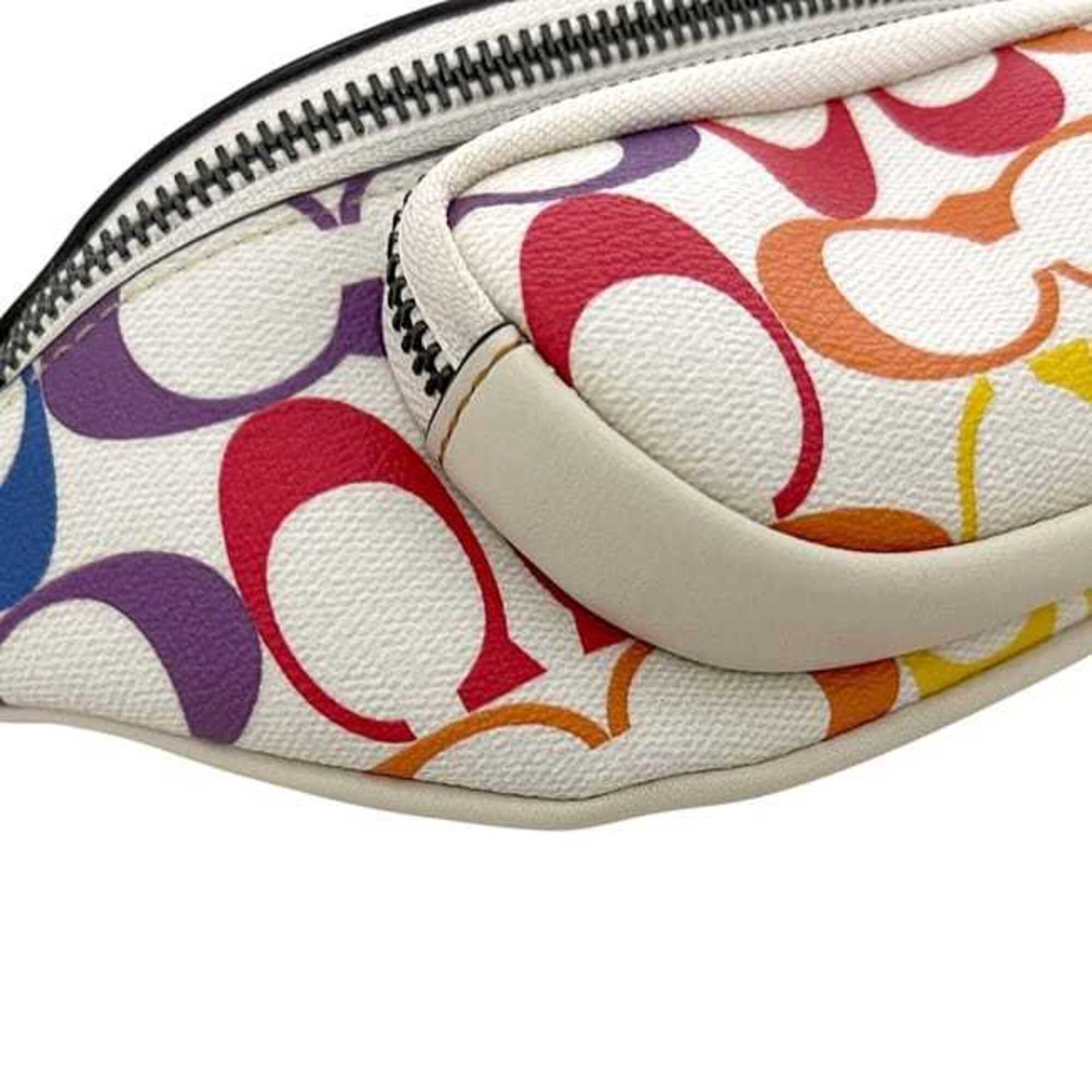 Coach Signature Multi-Color White Pvc Leather Sling Bag (Pre-Owned)