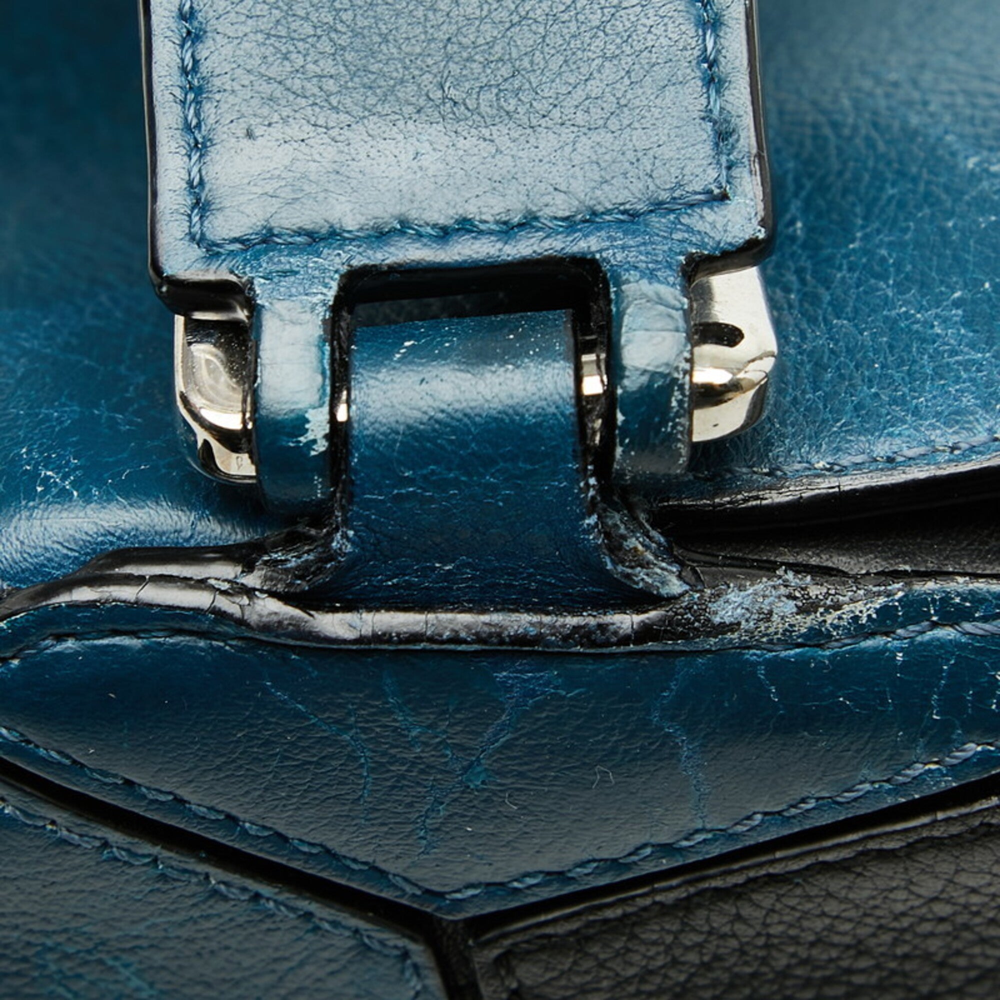 Loewe Puzzle Navy Purple Leather Handbag Shoulder Bag (Pre-Owned)