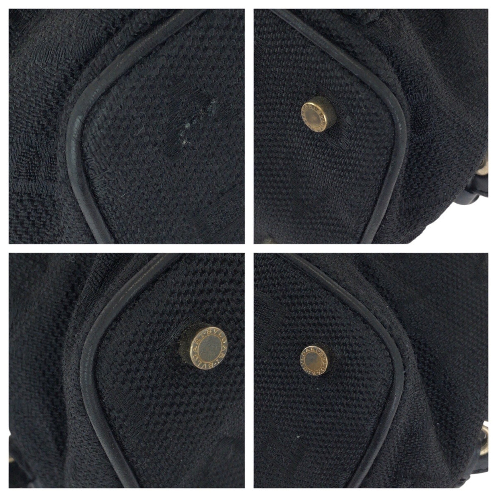 Bvlgari Black Canvas Leather Handbag Tote Bag (Pre-Owned)