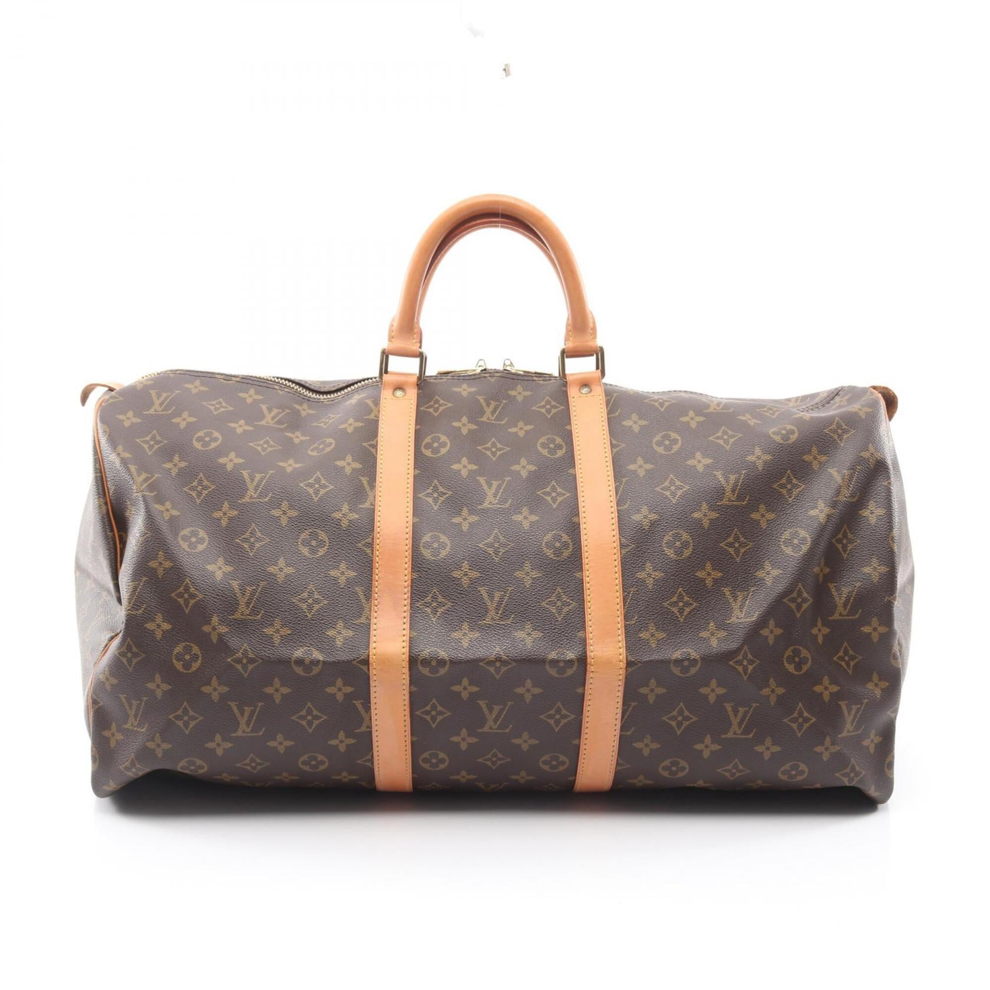 Louis Vuitton Brown Monogram Coated Canvas Leather Boston Bag Handbag (Pre-Owned)