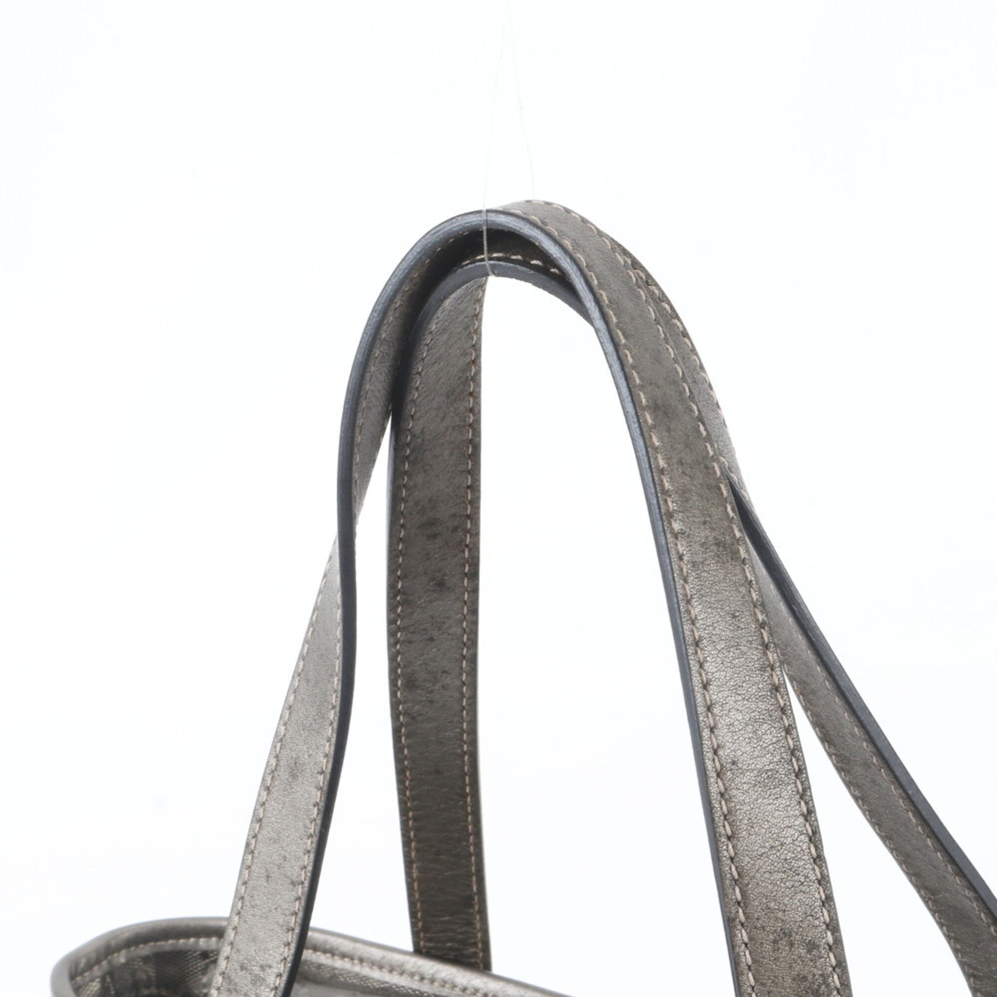 Gucci Gg Imprimé Green Khaki Metallic Leather Coated Canvas Handbag Tote Bag (Pre-Owned)