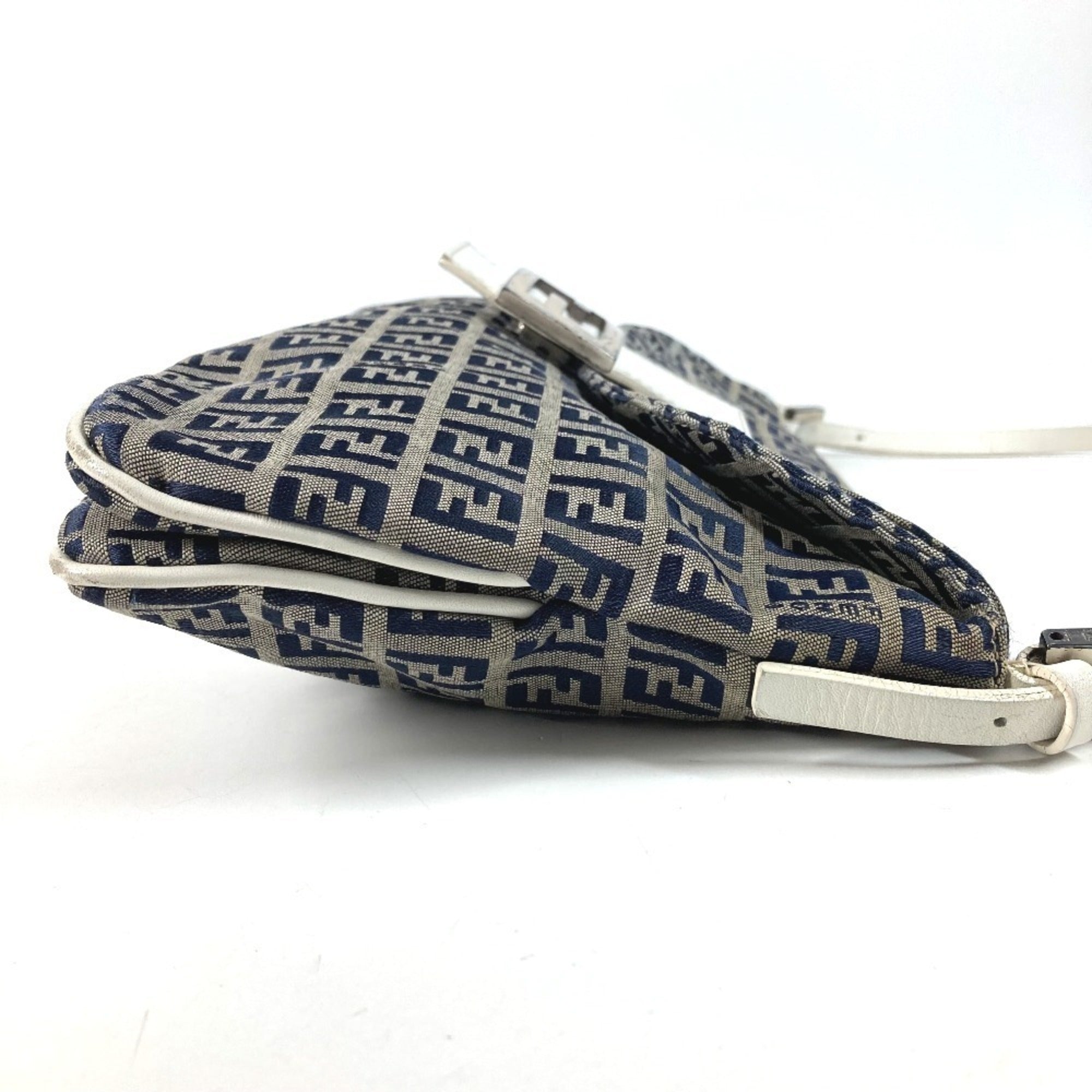 Fendi Navy White Zucchino Handbag Shoulder Bag (Pre-Owned)