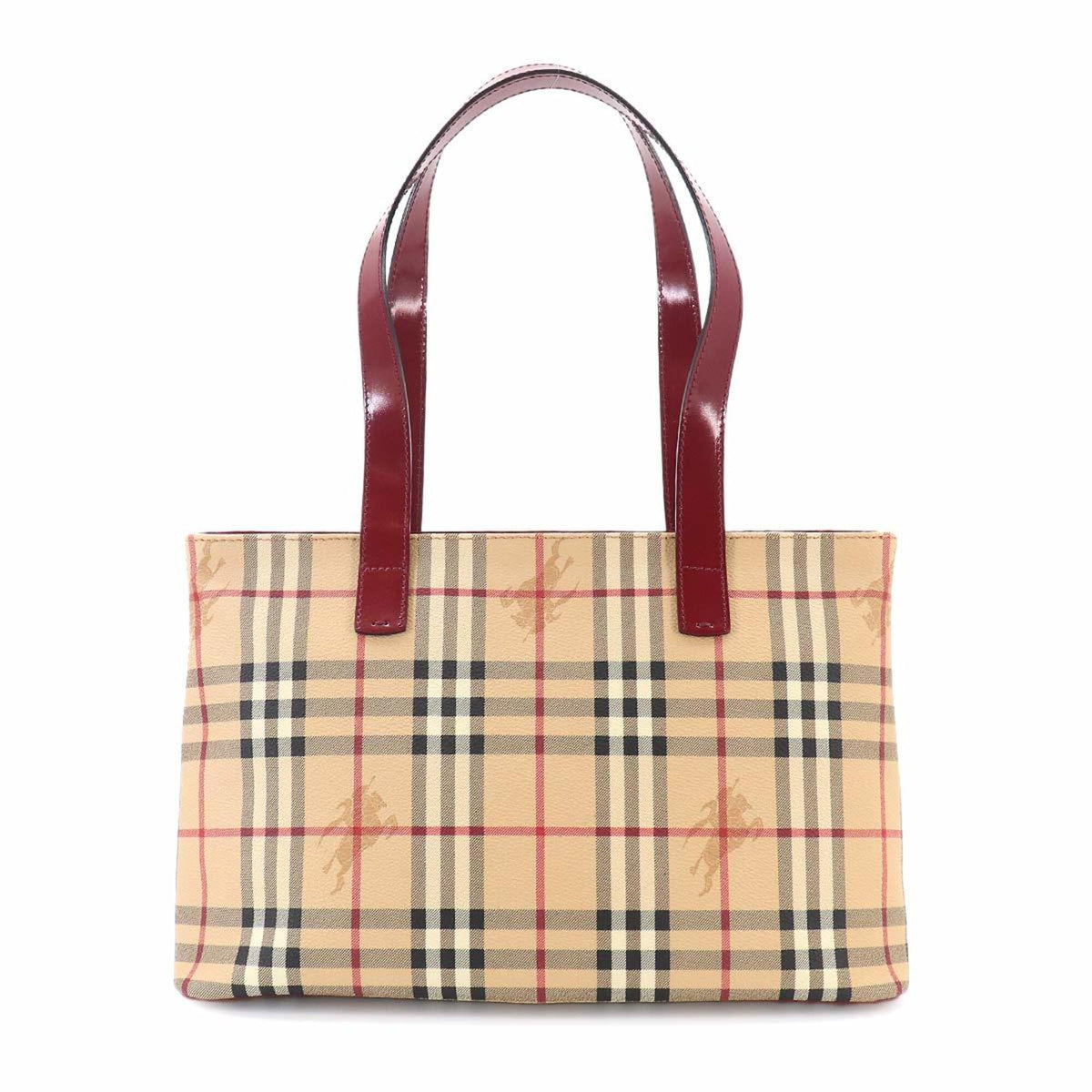 Burberry Beige Red Color Pvc Leather Tote Bag (Pre-Owned)